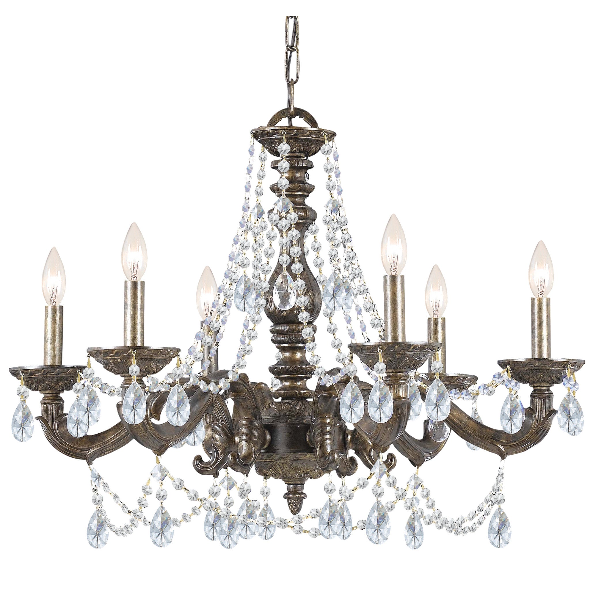 Paris Market 28'' Hand Cut Crystal Venetian Bronze Chandelier Bronze 28"W x 22"H x 28"D