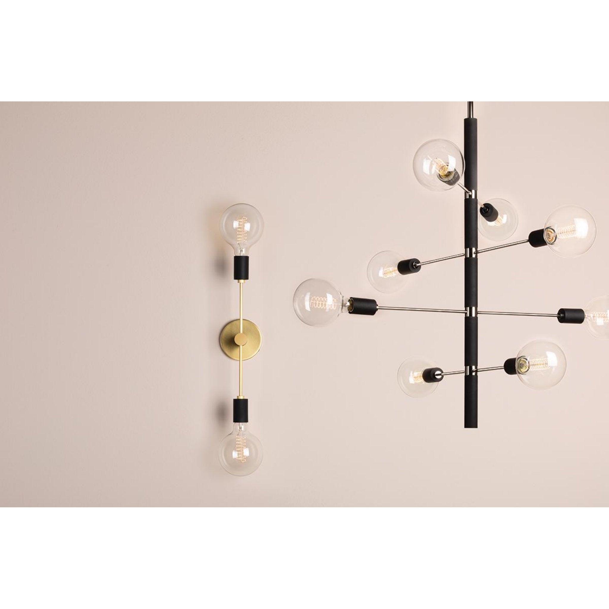 Astrid 2-Light Wall Sconce in Aged Brass/Black