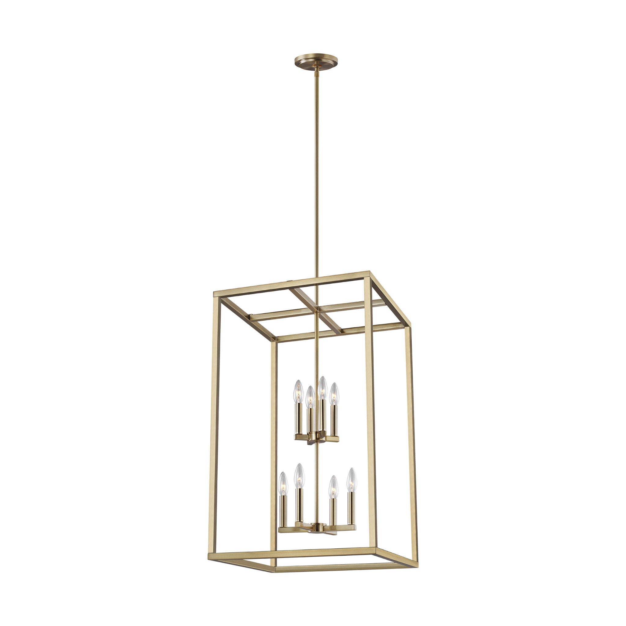 Moffet Street Large Eight Light Hall / Foyer Transitional Pendant 19" Width 31.125" Height Steel in Satin Brass