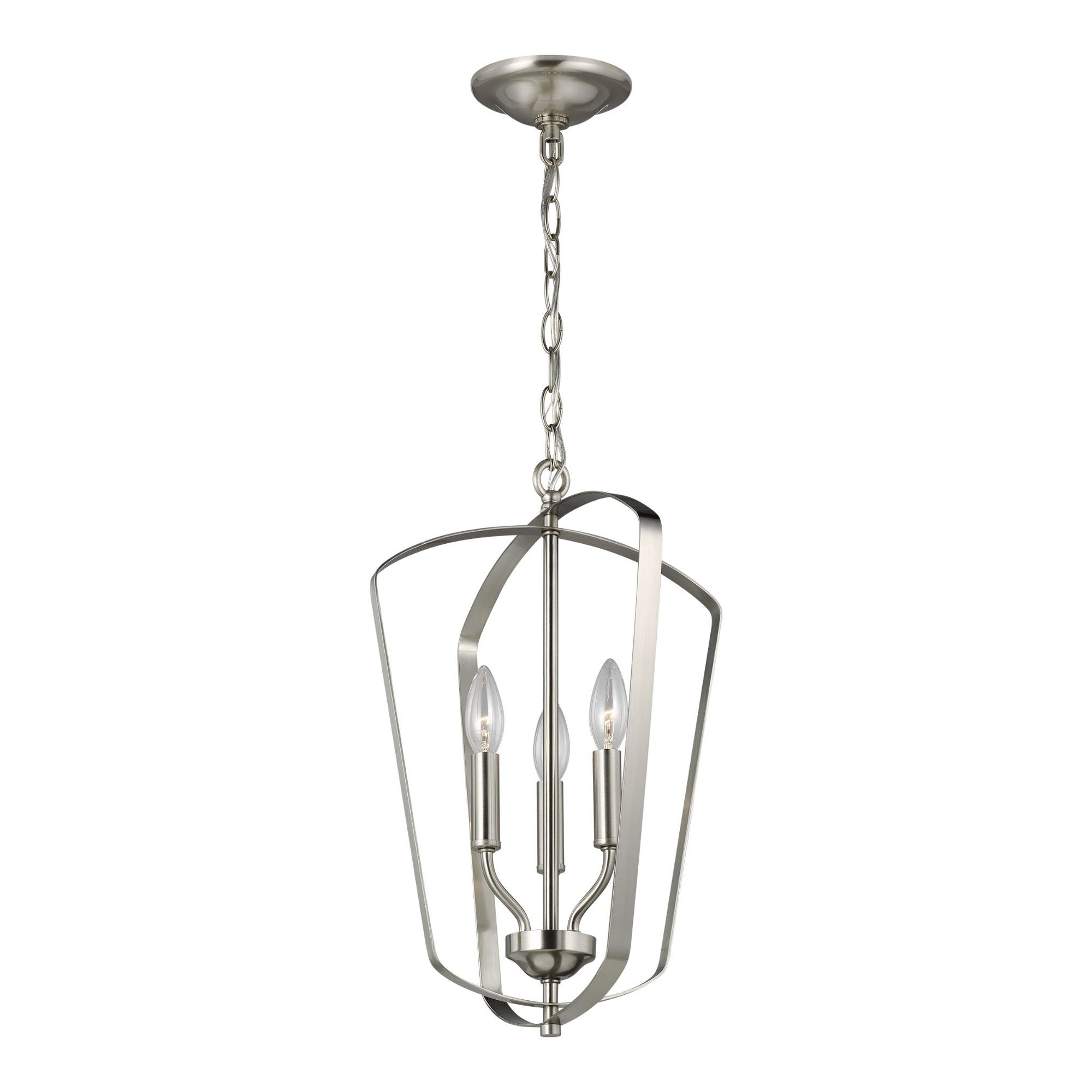 Romee Small Three Light Hall / Foyer LED Transitional Pendant 18.75" Height Steel in Brushed Nickel