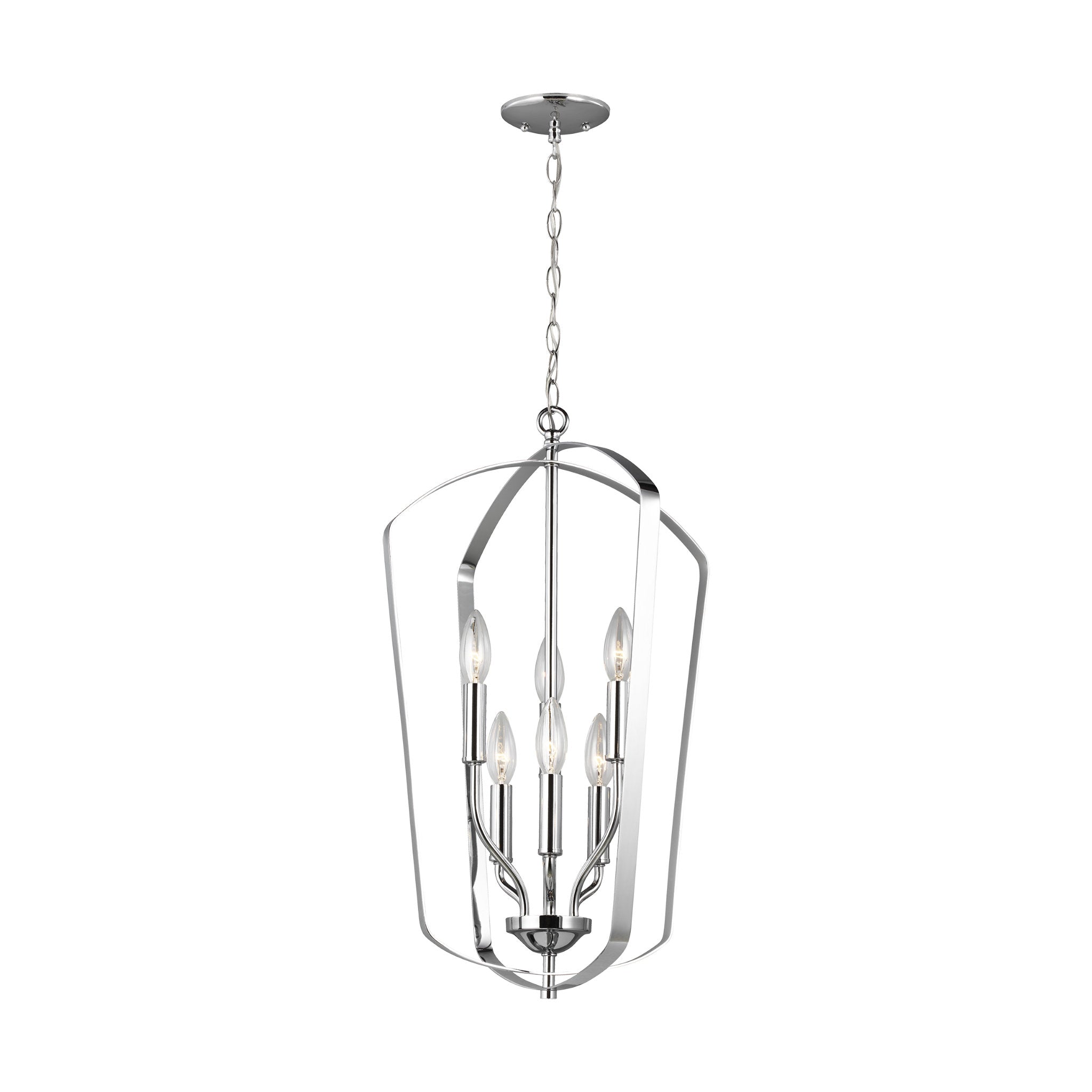 Romee Medium Six Light Hall / Foyer Transitional Pendant 23.375" Height Steel in Chrome