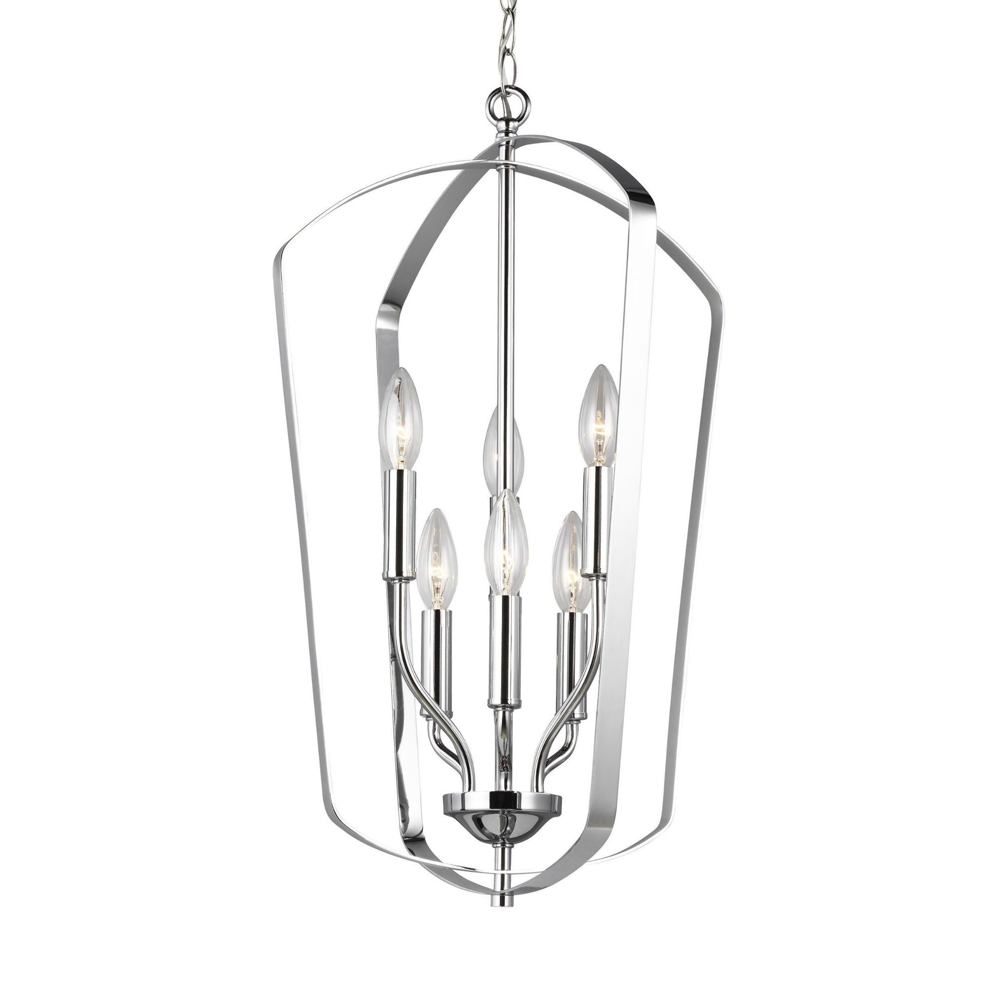 Romee Medium Six Light Hall / Foyer LED Transitional Pendant 23.375" Height Steel in Chrome