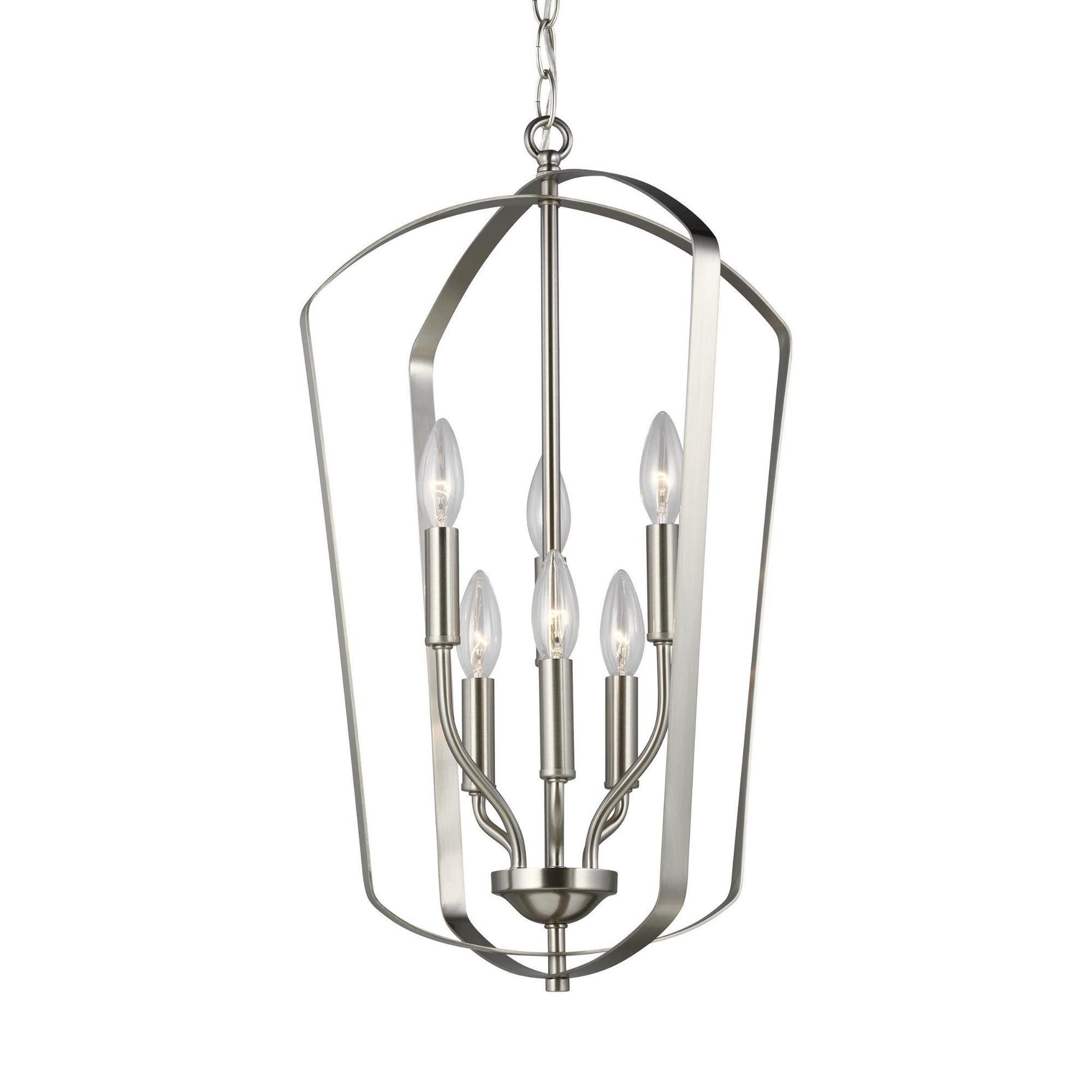 Romee Medium Six Light Hall / Foyer LED Transitional Pendant 23.375" Height Steel in Brushed Nickel