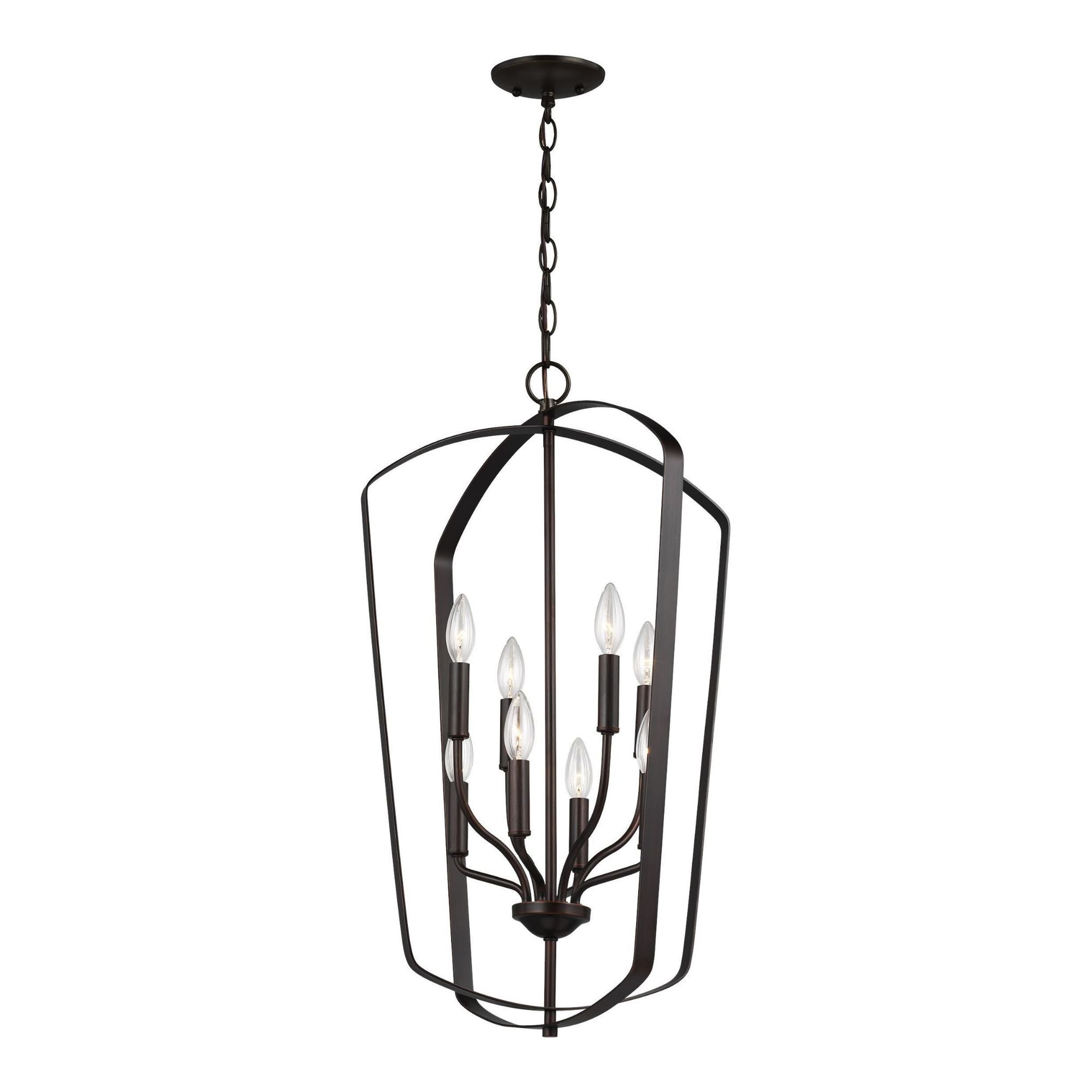 Romee Large Eight Light Hall / Foyer LED Transitional Pendant 30" Height Steel in Bronze