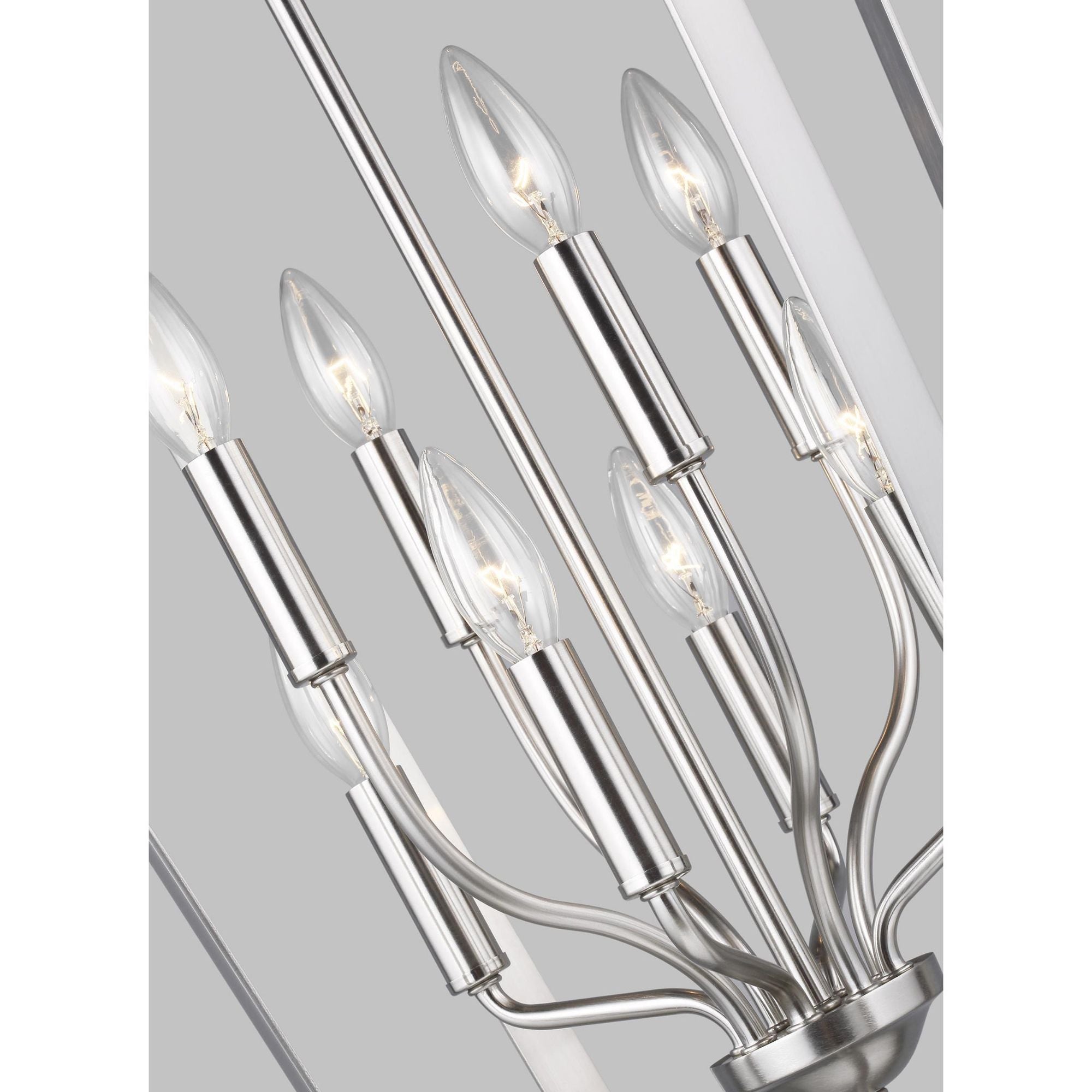 Romee Large Eight Light Hall / Foyer LED Transitional Pendant 30" Height Steel in Brushed Nickel