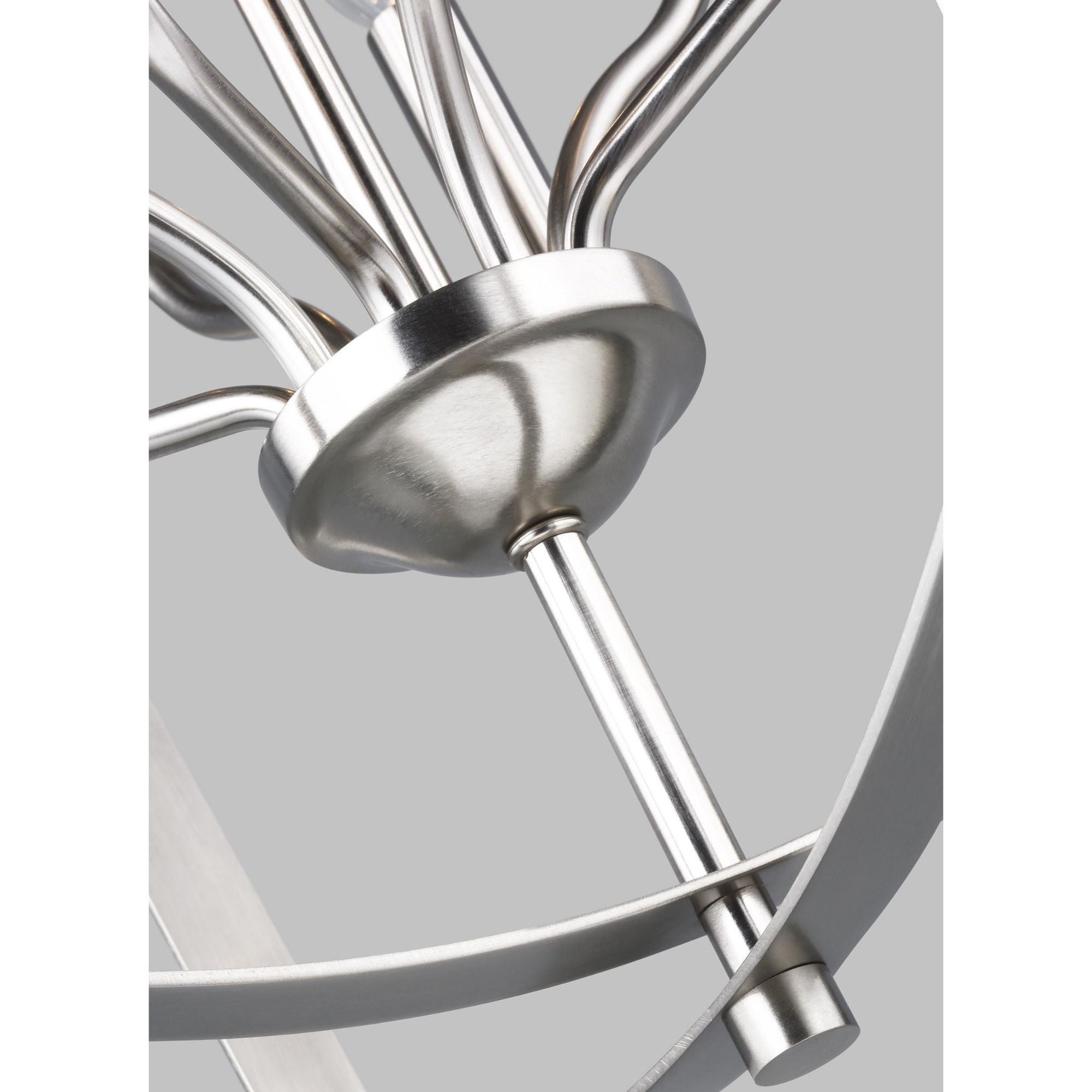 Romee Large Eight Light Hall / Foyer LED Transitional Pendant 30" Height Steel in Brushed Nickel