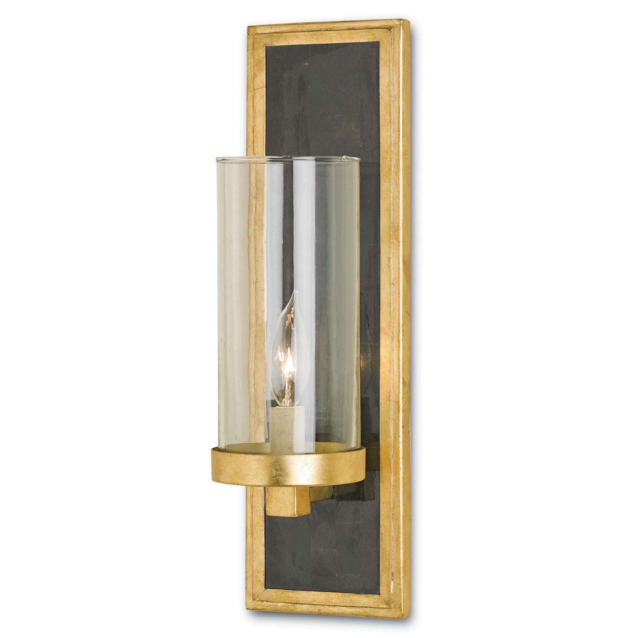 Charade Gold Wall Sconce - Contemporary Gold Leaf/Black Penshell Crackle