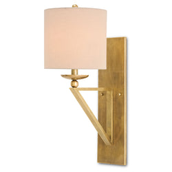 Anthology Brass Wall Sconce, White Shade - Vintage Brass