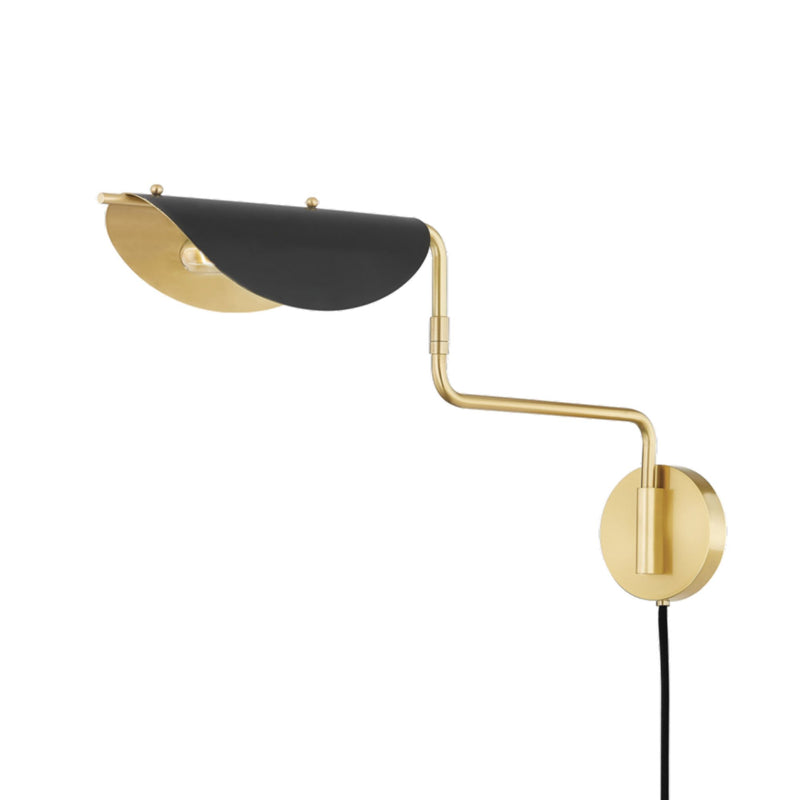 Suffield 1 Light Plug-in Sconce in Aged Brass/soft Black