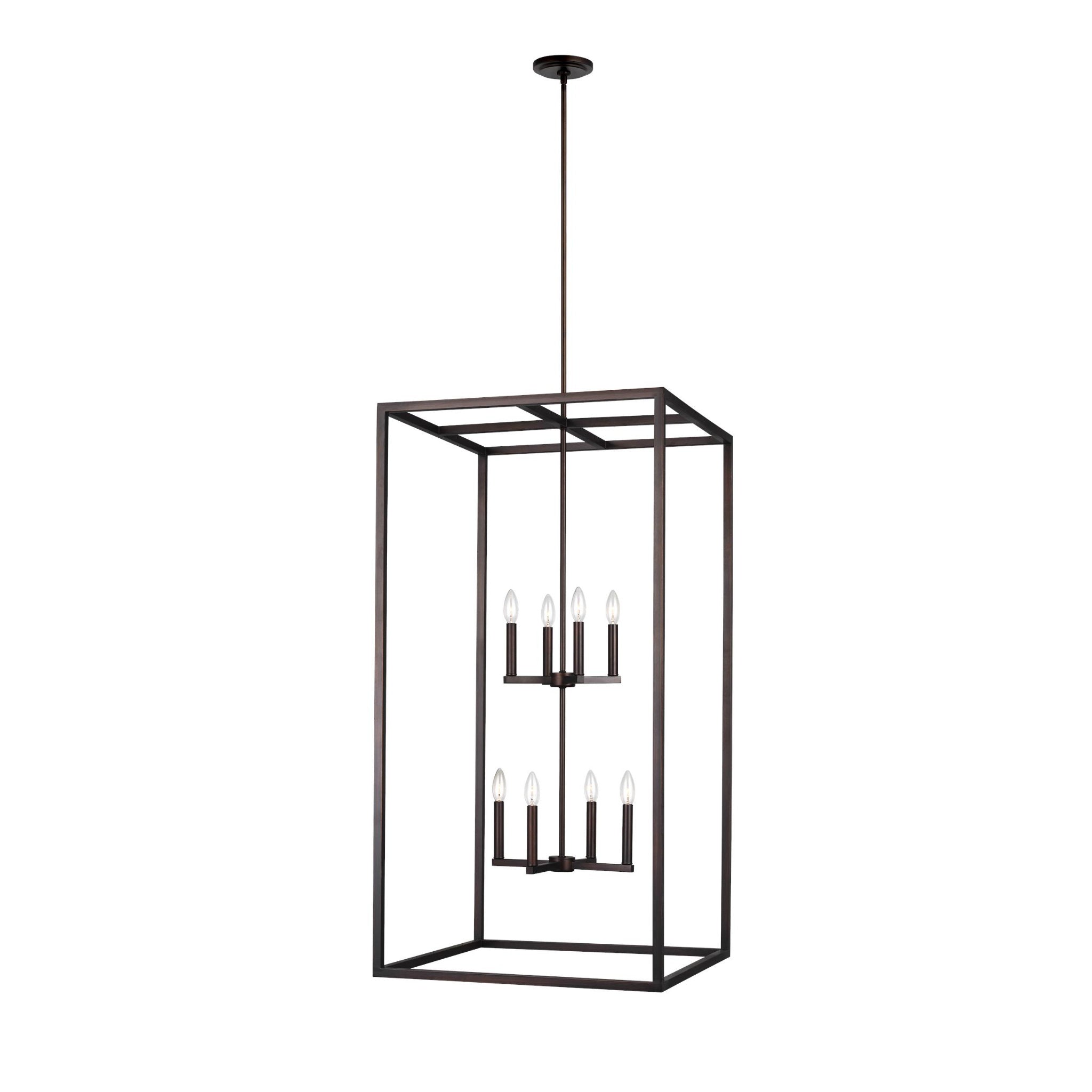 Moffet Street Extra Large Eight Light Hall / Foyer Transitional Pendant 23.5" Width 46" Height Steel in Bronze