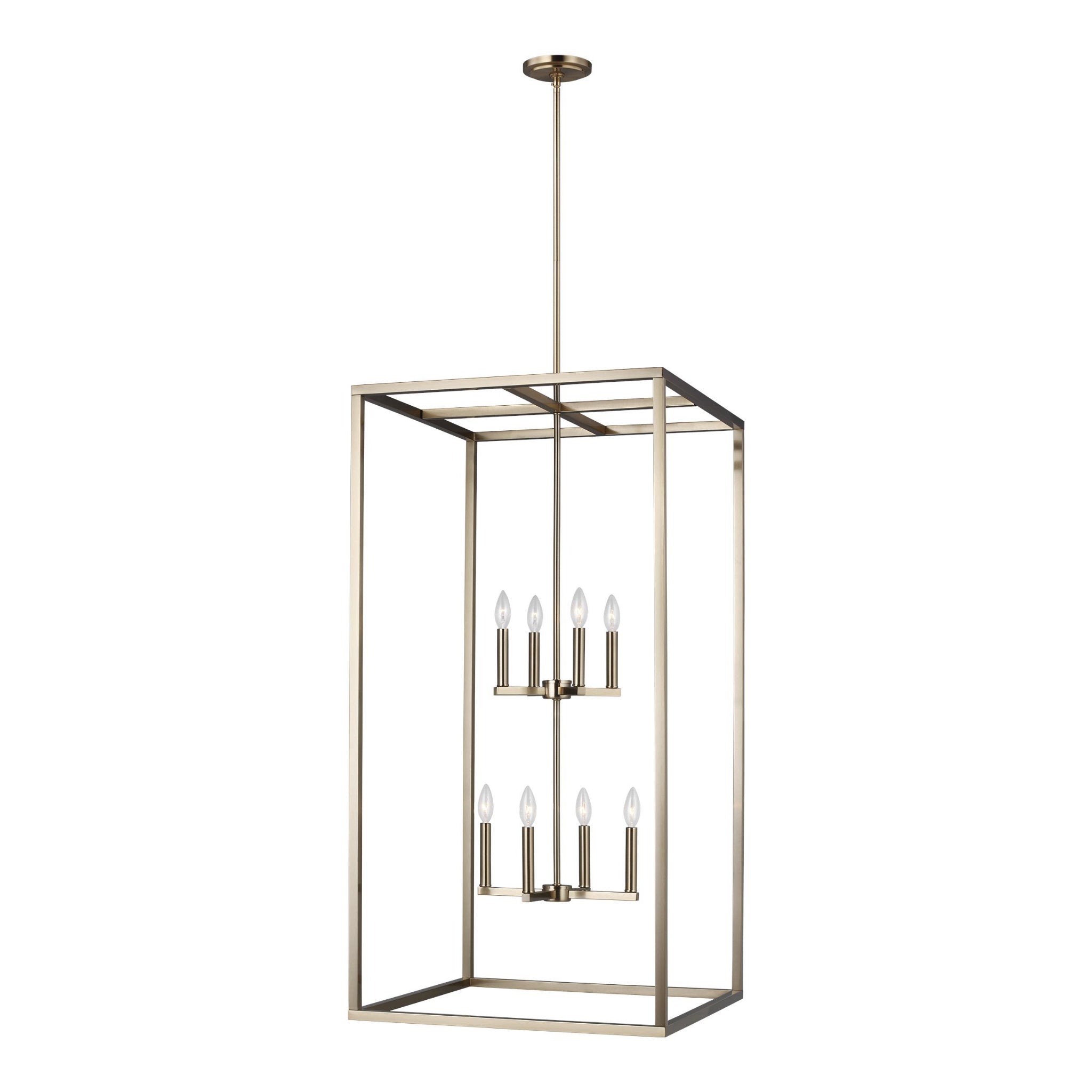 Moffet Street Extra Large Eight Light Hall / Foyer Transitional Pendant 23.5" Width 46" Height Steel in Satin Brass