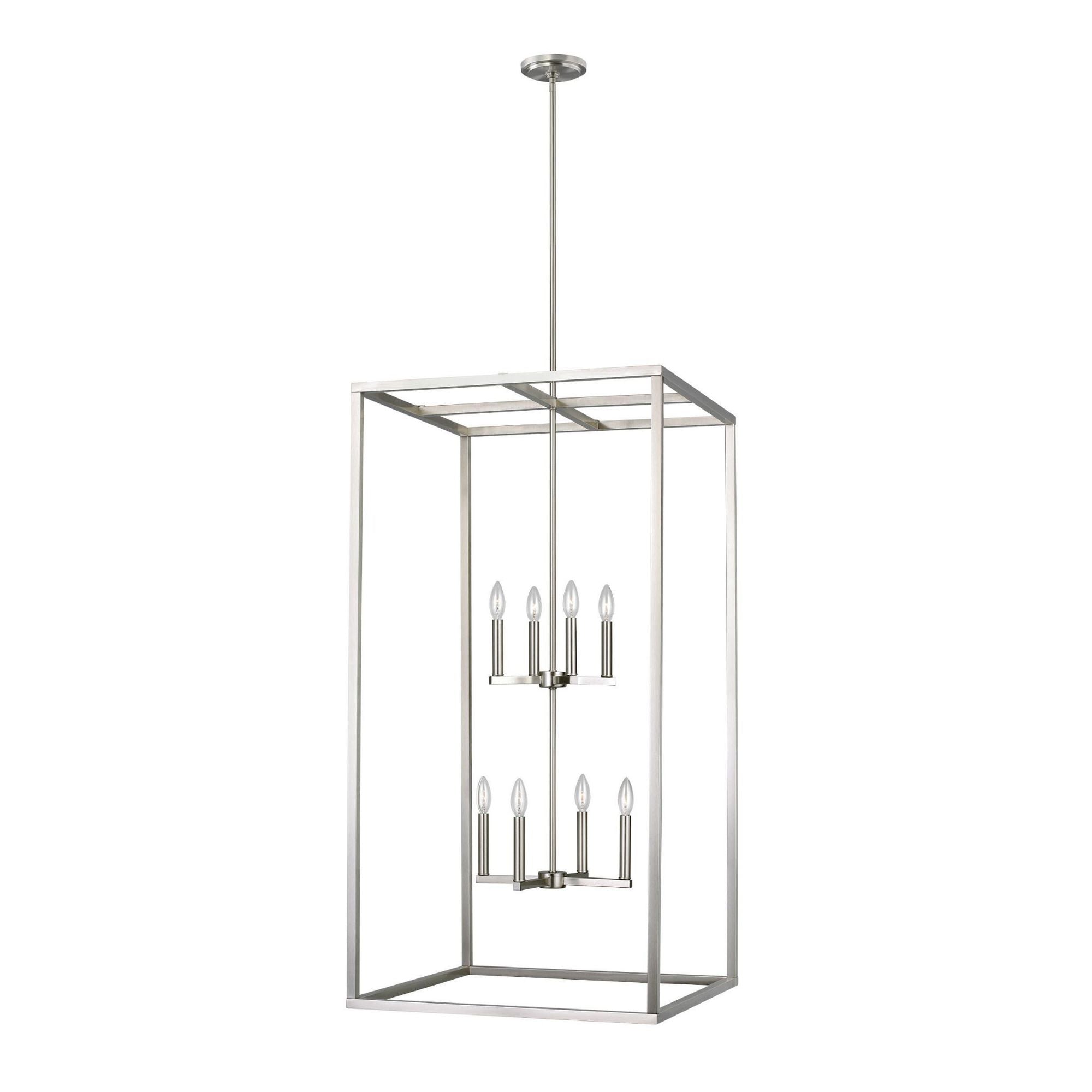 Moffet Street Extra Large Eight Light Hall / Foyer LED Transitional Pendant 23.5" Width 46" Height Steel in Brushed Nickel