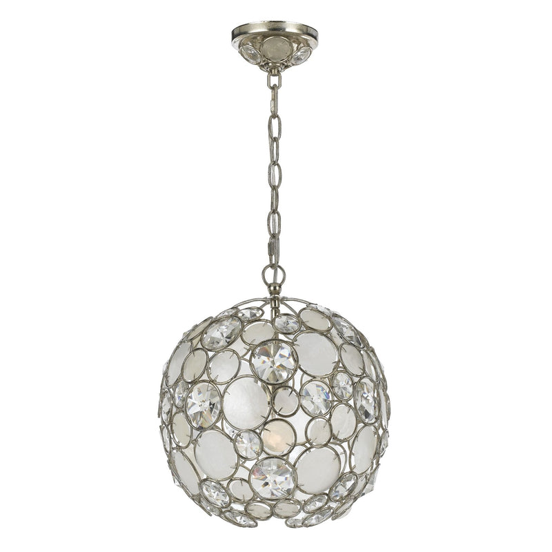 Palla 1 Light Antique Silver Sphere Mini Chandelier