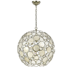 Palla 6 Light Antique Silver Sphere Chandelier