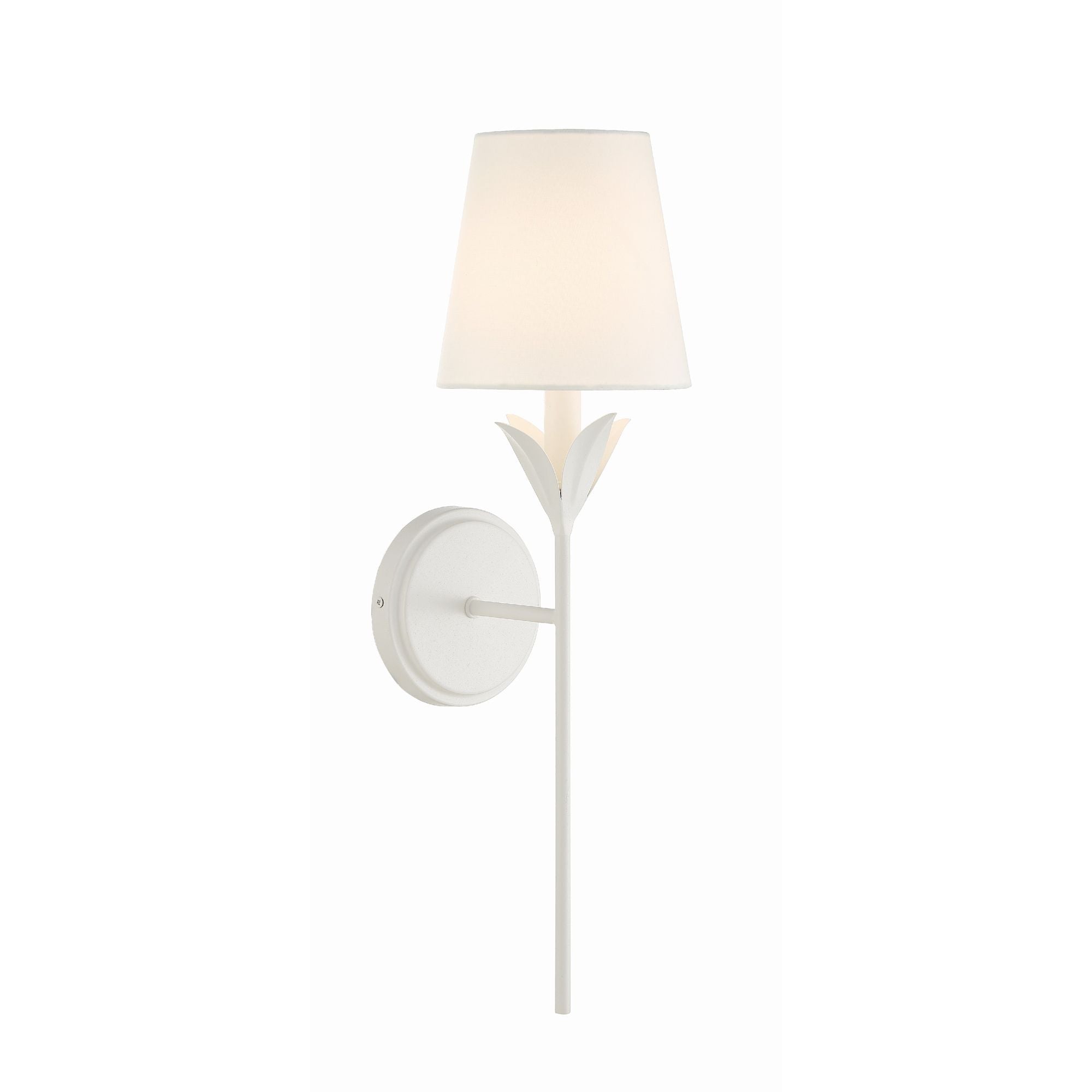 Broche 1 Light Matte White Sconce Silk Shade 6"W x 21"H x 7.25"D