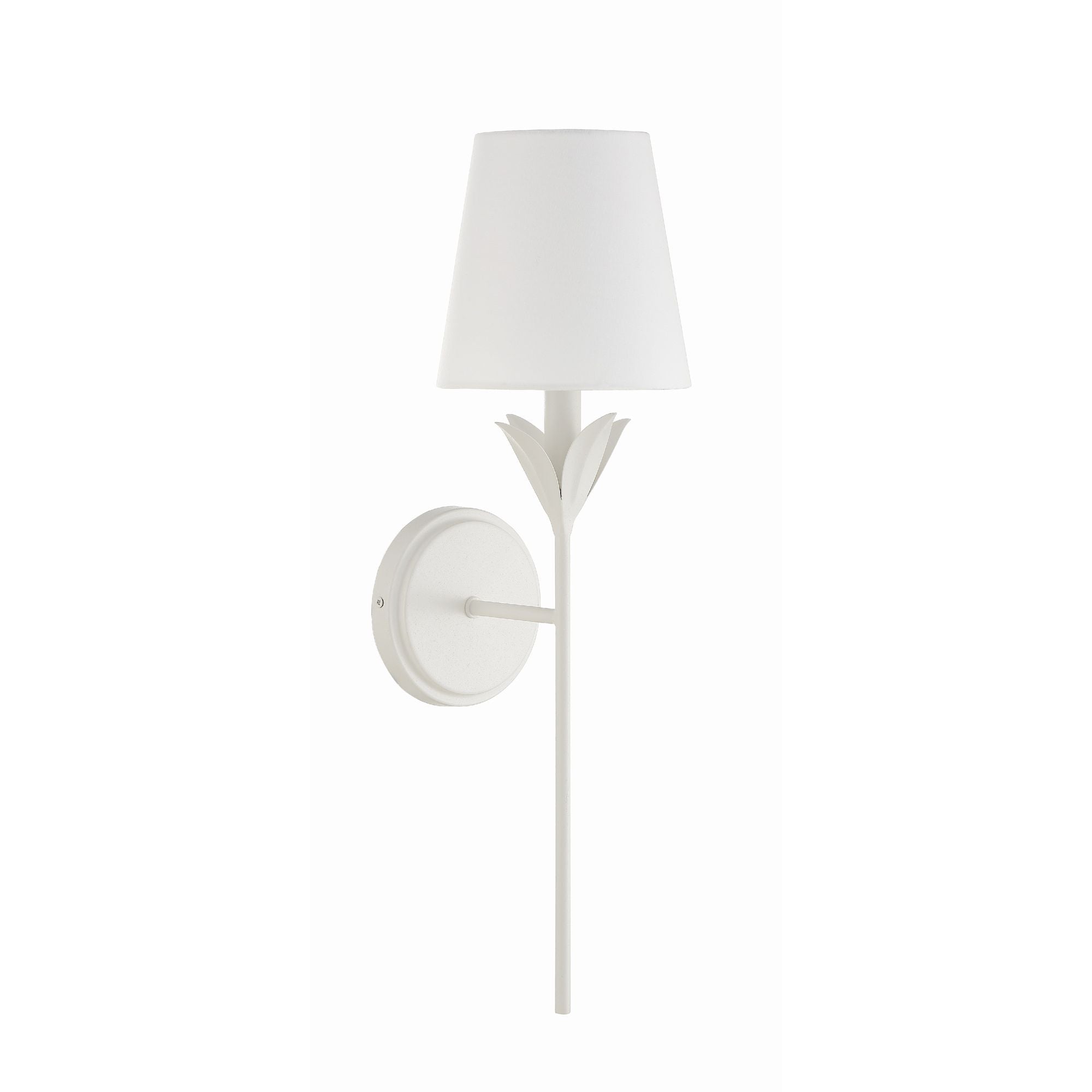 Broche 1 Light Matte White Sconce Silk Shade 6"W x 21"H x 7.25"D