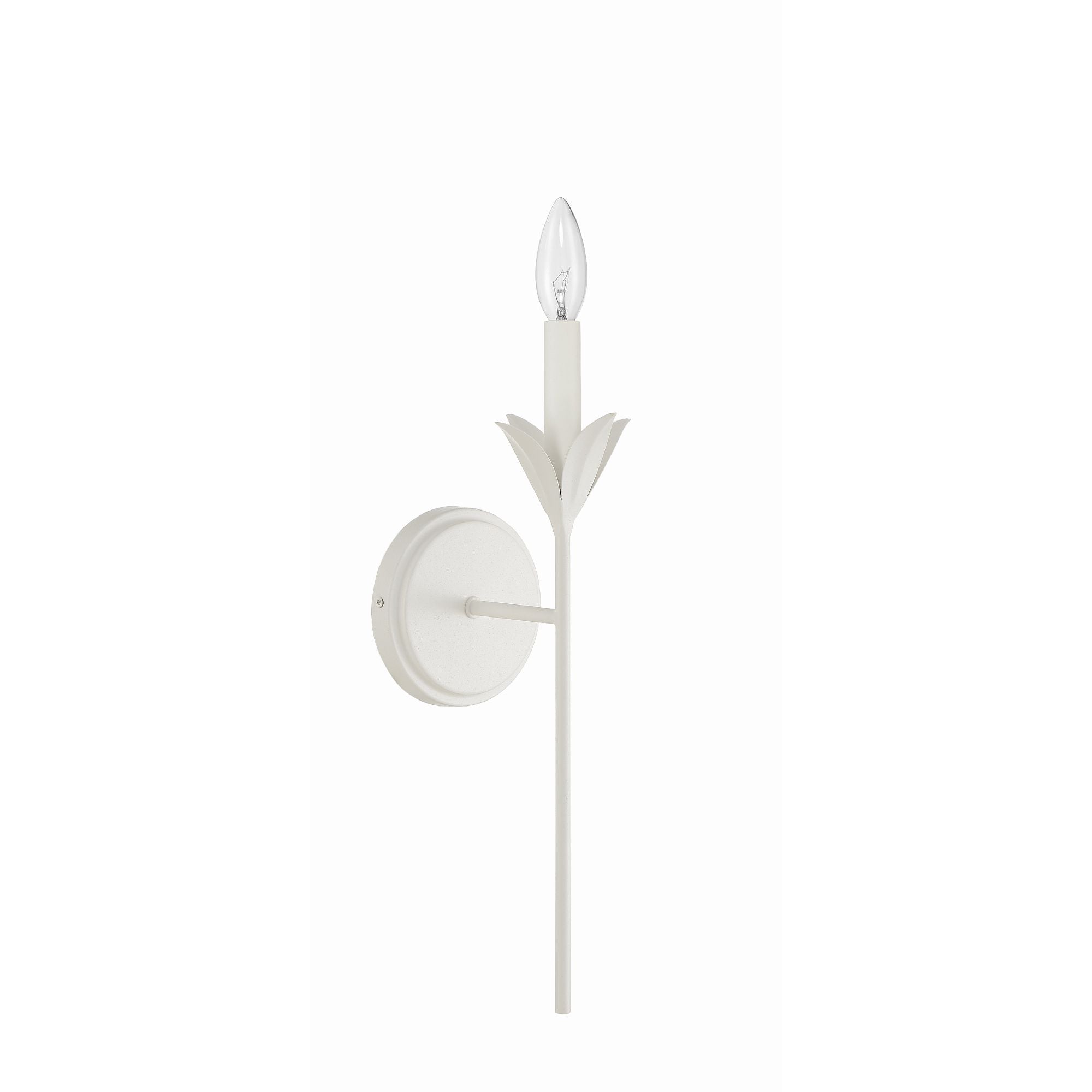 Broche 1 Light Matte White Sconce Silk Shade 6"W x 21"H x 7.25"D