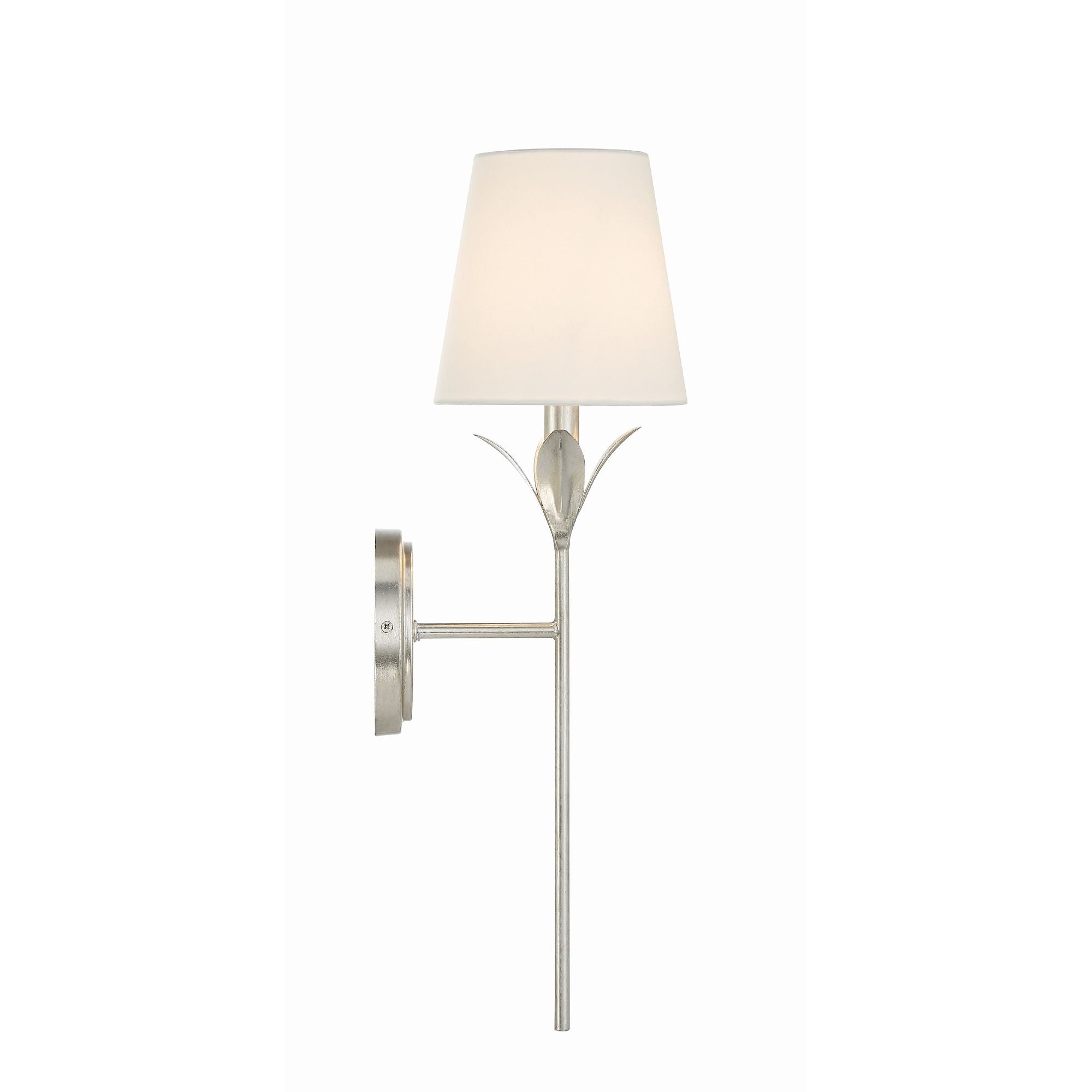 Broche 1 Light Antique Silver Sconce Silk Shade 6"W x 21"H x 7.25"D