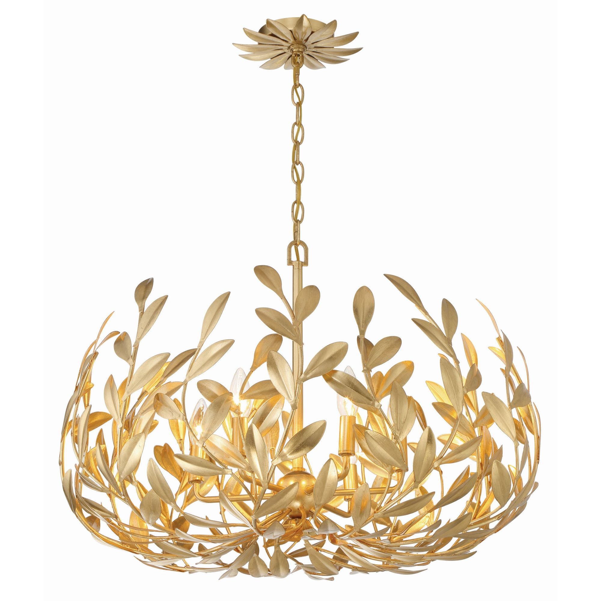 Broche 6 Light Antique Gold Chandelier 27"W x 19"H x 27"D