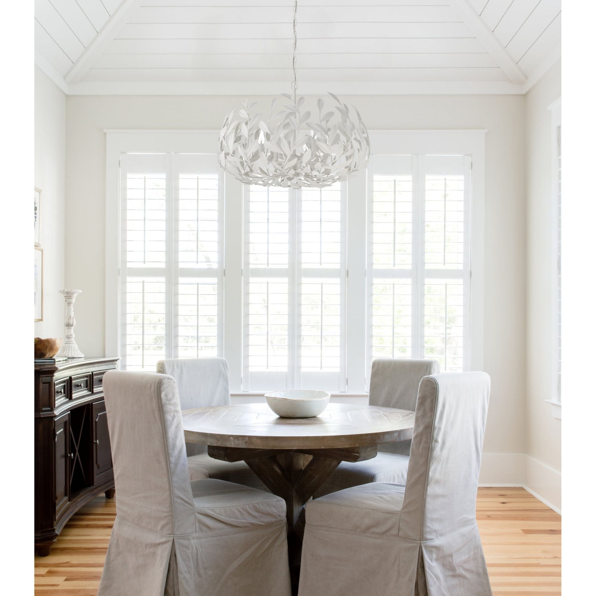 Broche 6 Light Matte White Chandelier 27"W x 19"H x 27"D