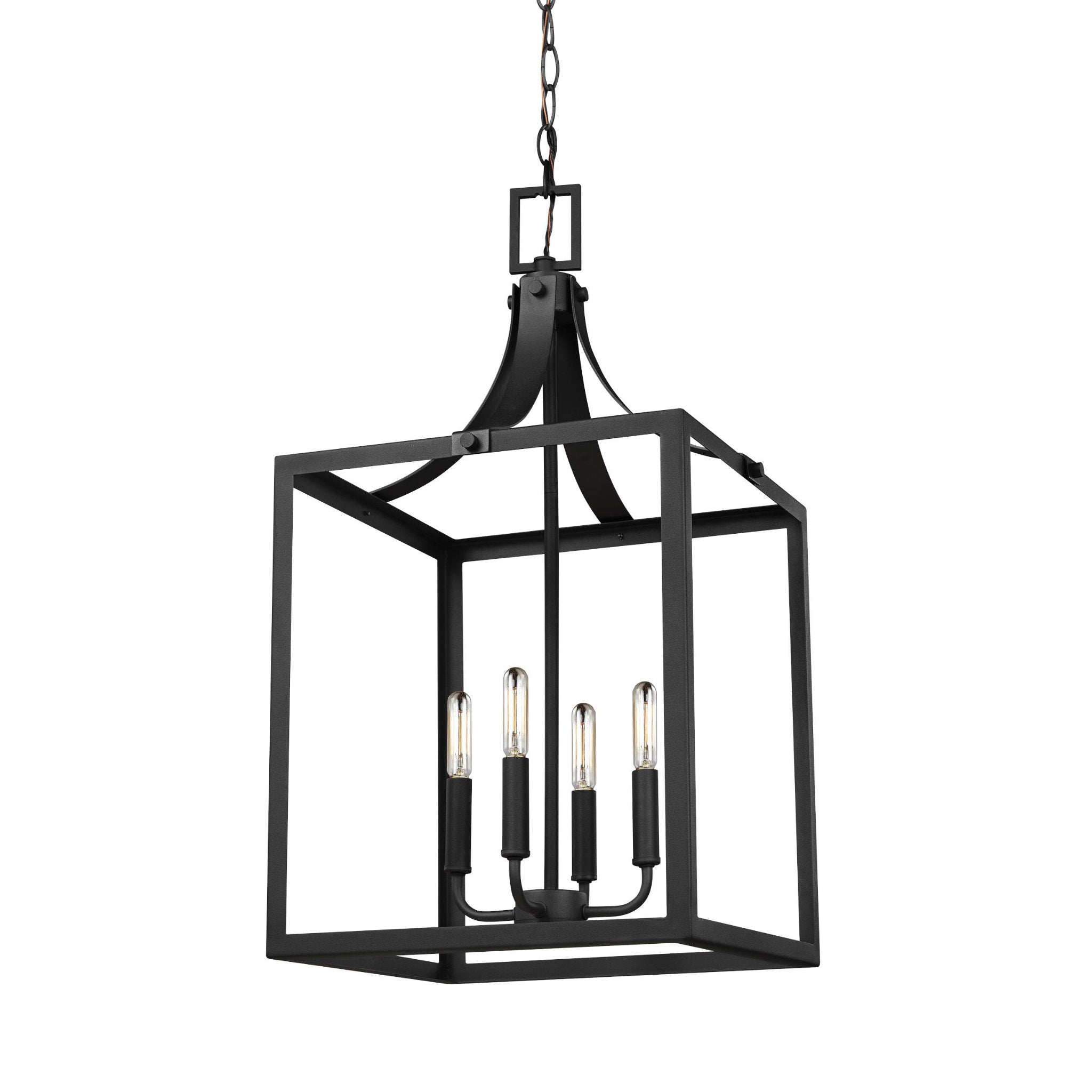 Labette Large Four Light Hall / Foyer Traditional Pendant 14" Width 27.25" Height Steel in Black