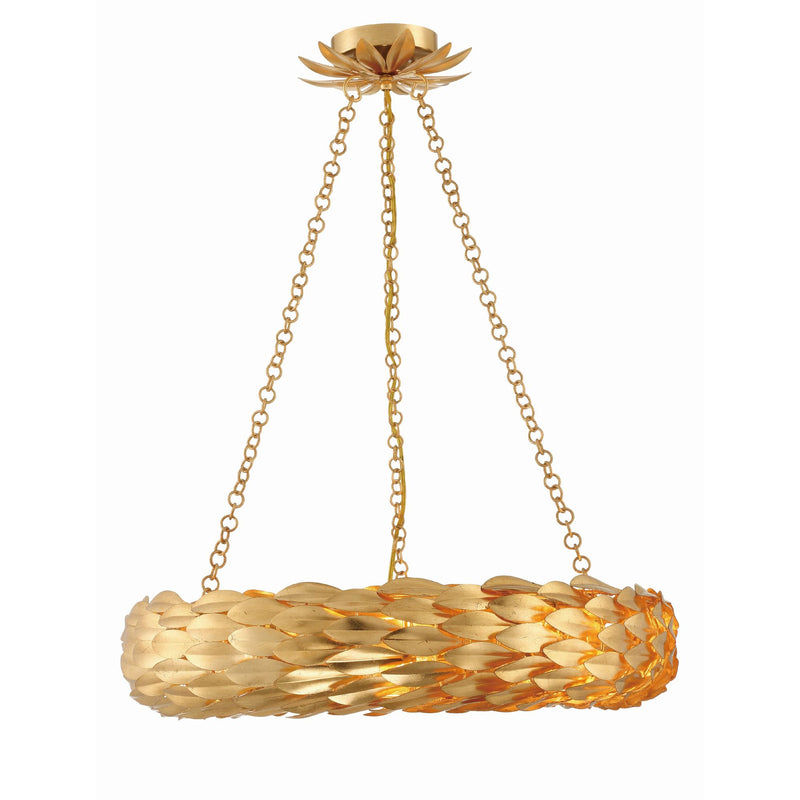 Broche 6 Light Antique Gold Pendant