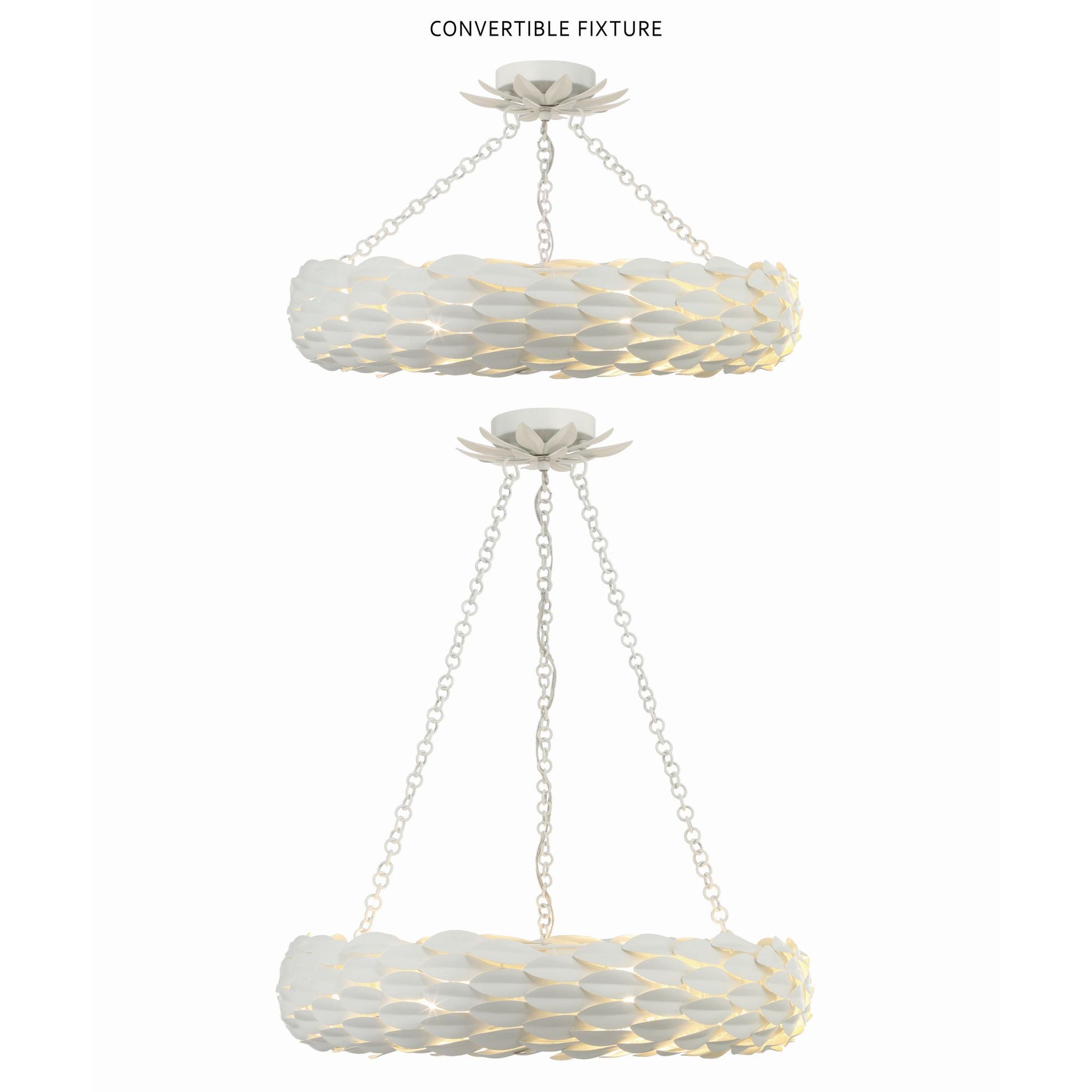 Broche 6 Light Matte White Chandelier 24"W x 5"H x 24"D