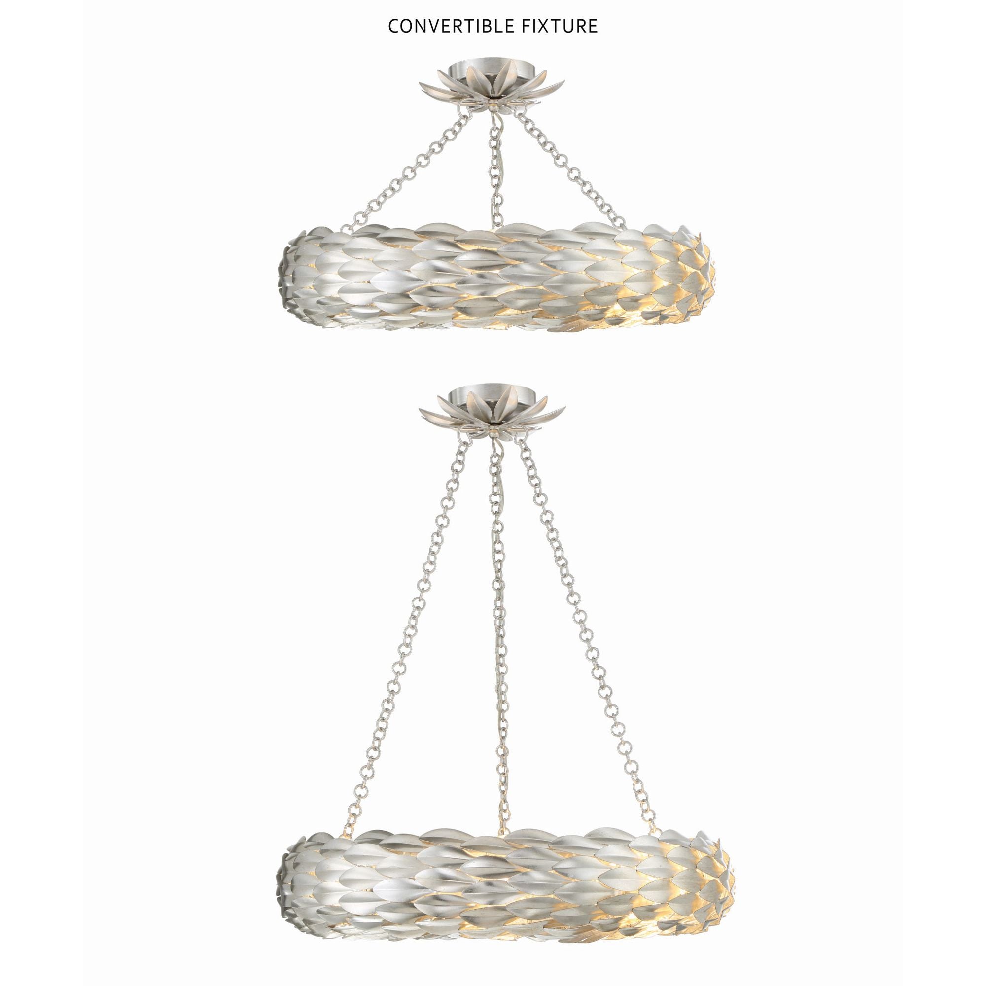 Broche 6 Light Antique Silver Semi Flush Mount 24"W x 5"H x 24"D