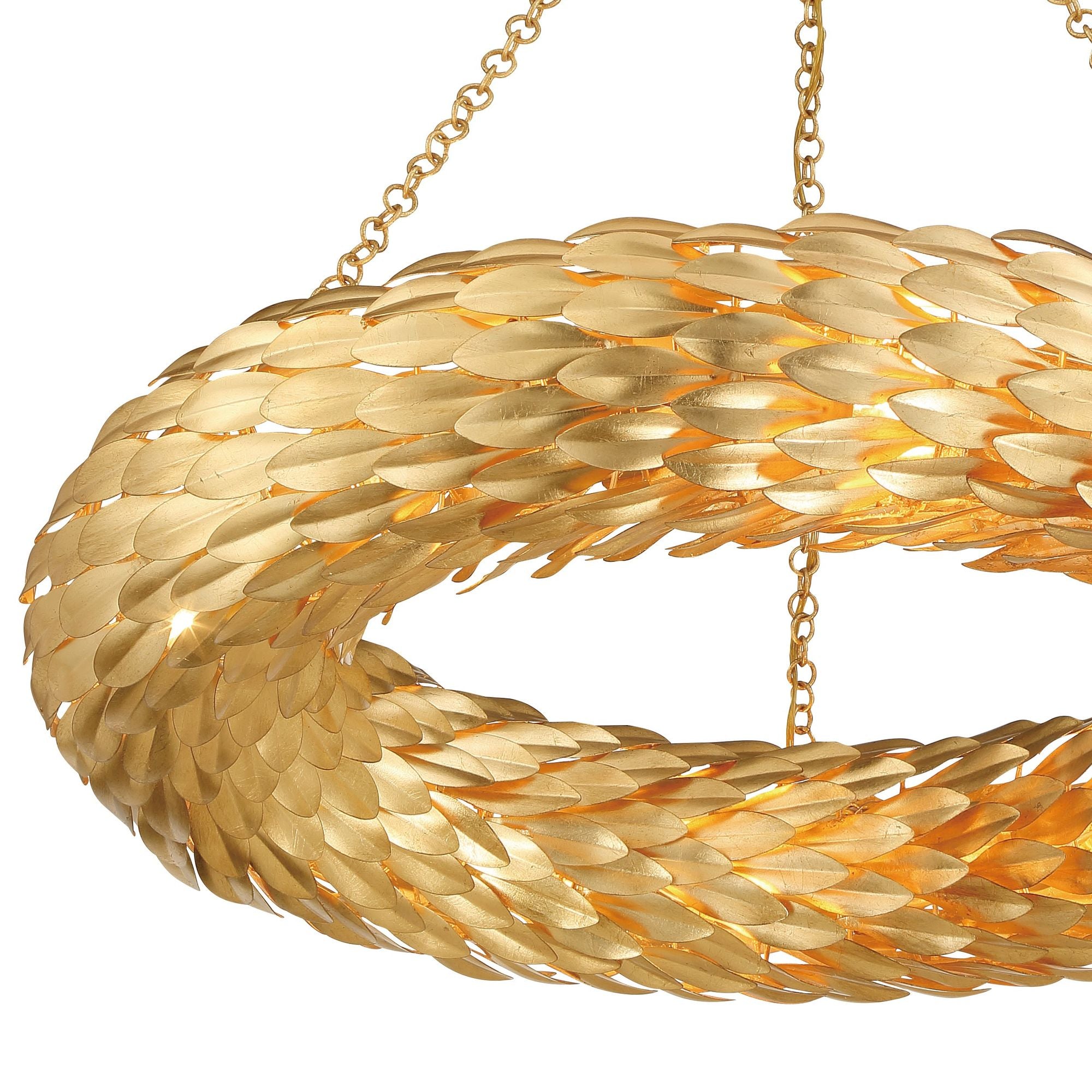 Broche 8 Light Antique Gold Chandelier 33.5"W x 5.75"H x 33.5"D