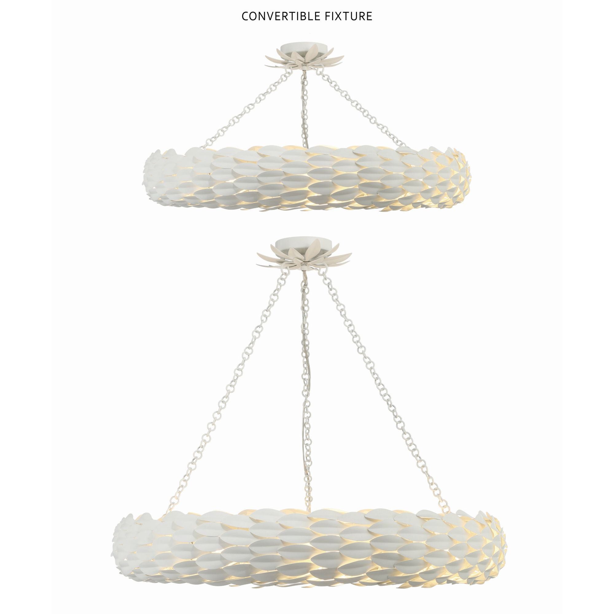 Broche 8 Light Matte White Chandelier 33.5"W x 5.75"H x 33.5"D