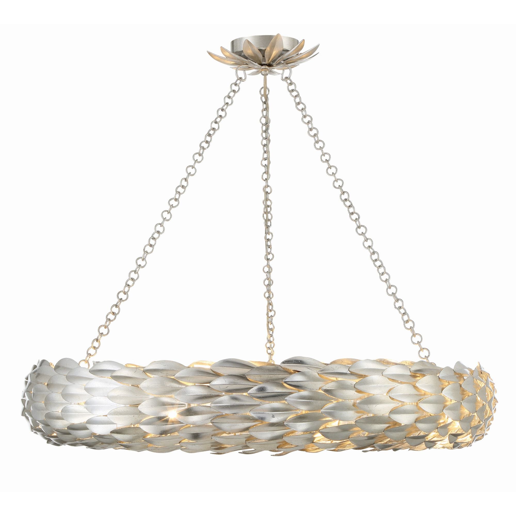 Broche 8 Light Antique Silver Chandelier 33.5"W x 5.75"H x 33.5"D