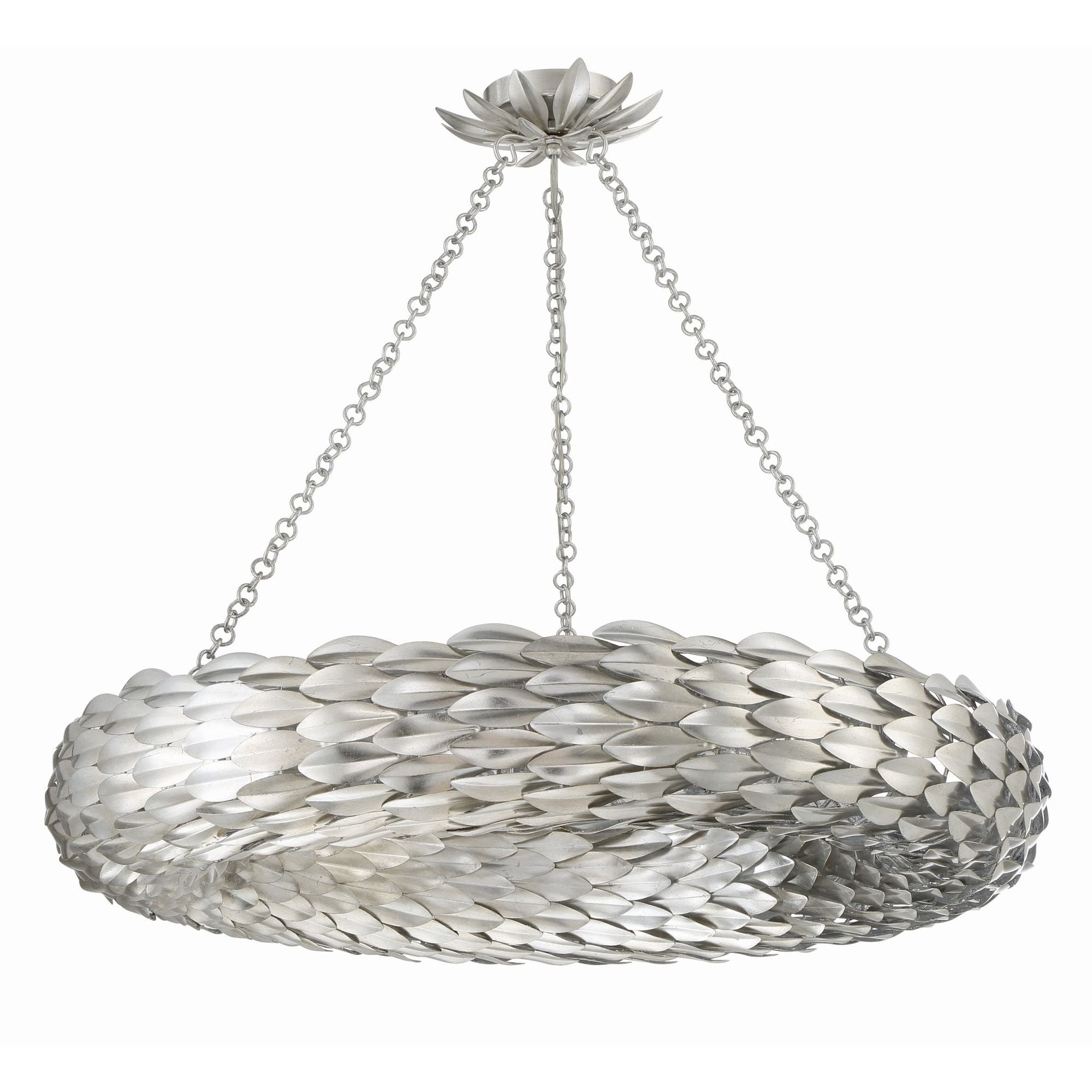 Broche 8 Light Antique Silver Chandelier 33.5"W x 5.75"H x 33.5"D