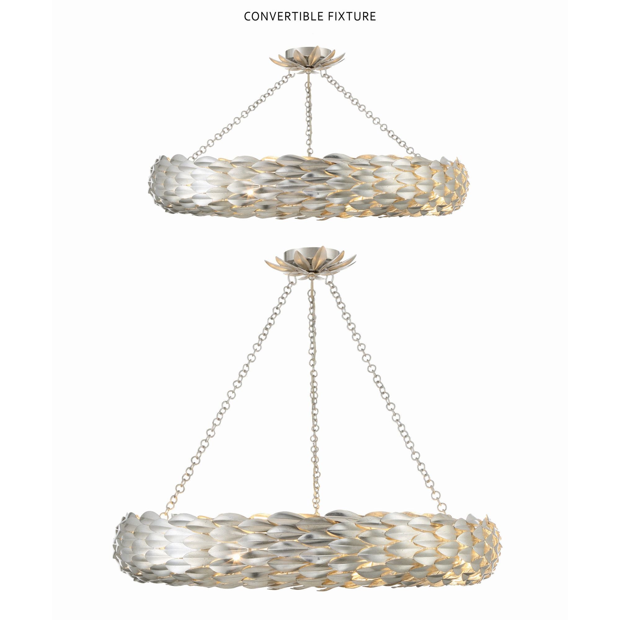 Broche 8 Light Antique Silver Chandelier 33.5"W x 5.75"H x 33.5"D