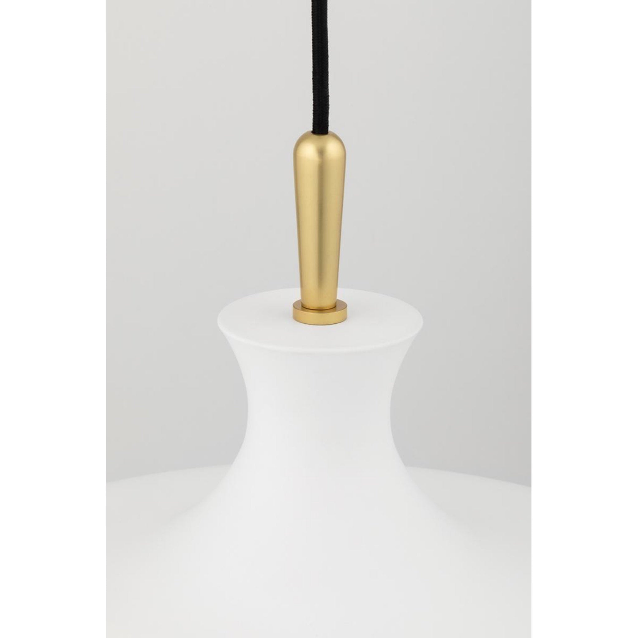 Cassidy 1-Light Pendant in Aged Brass/Soft Off White