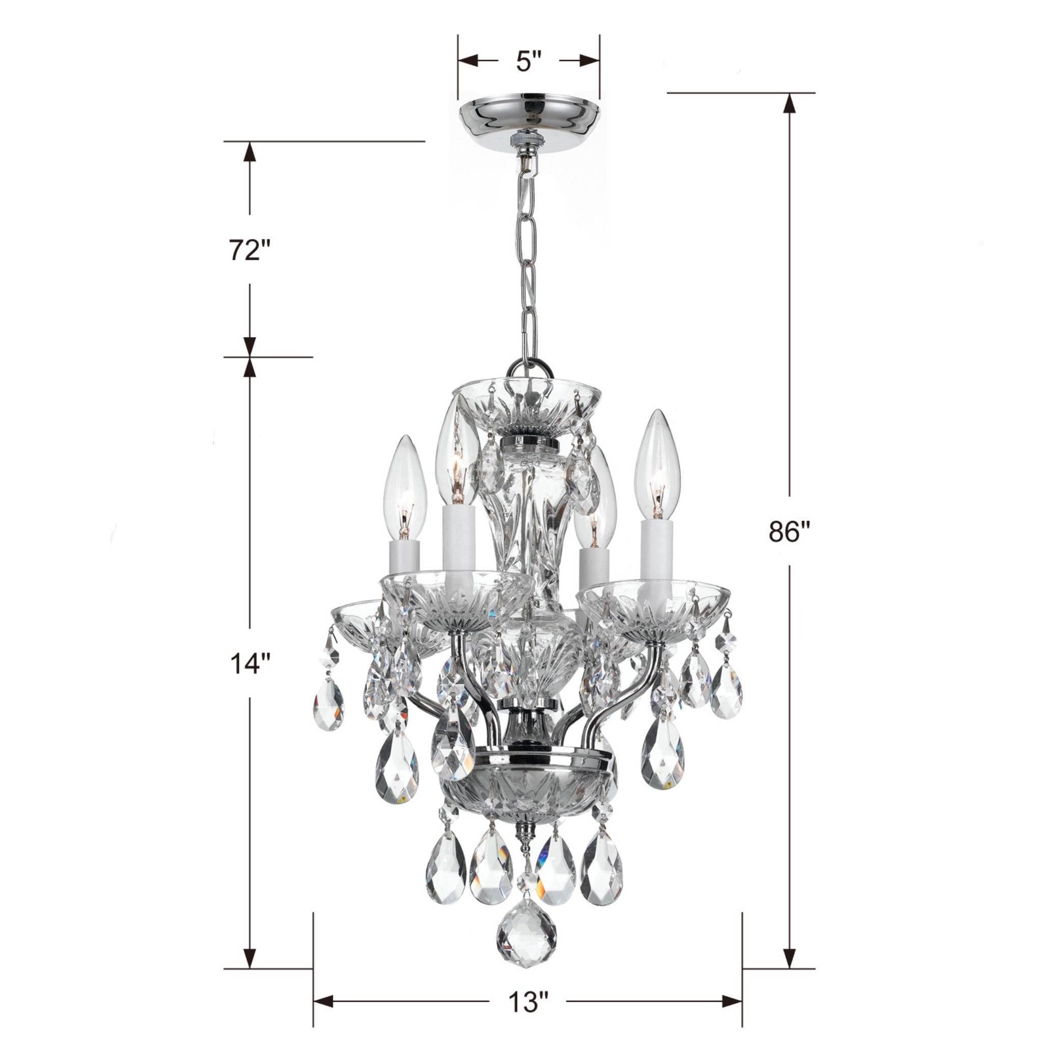Welton 11'' Italian Crystal Polished Chrome Chandelier Silver 11"W x 15"H x 11"D