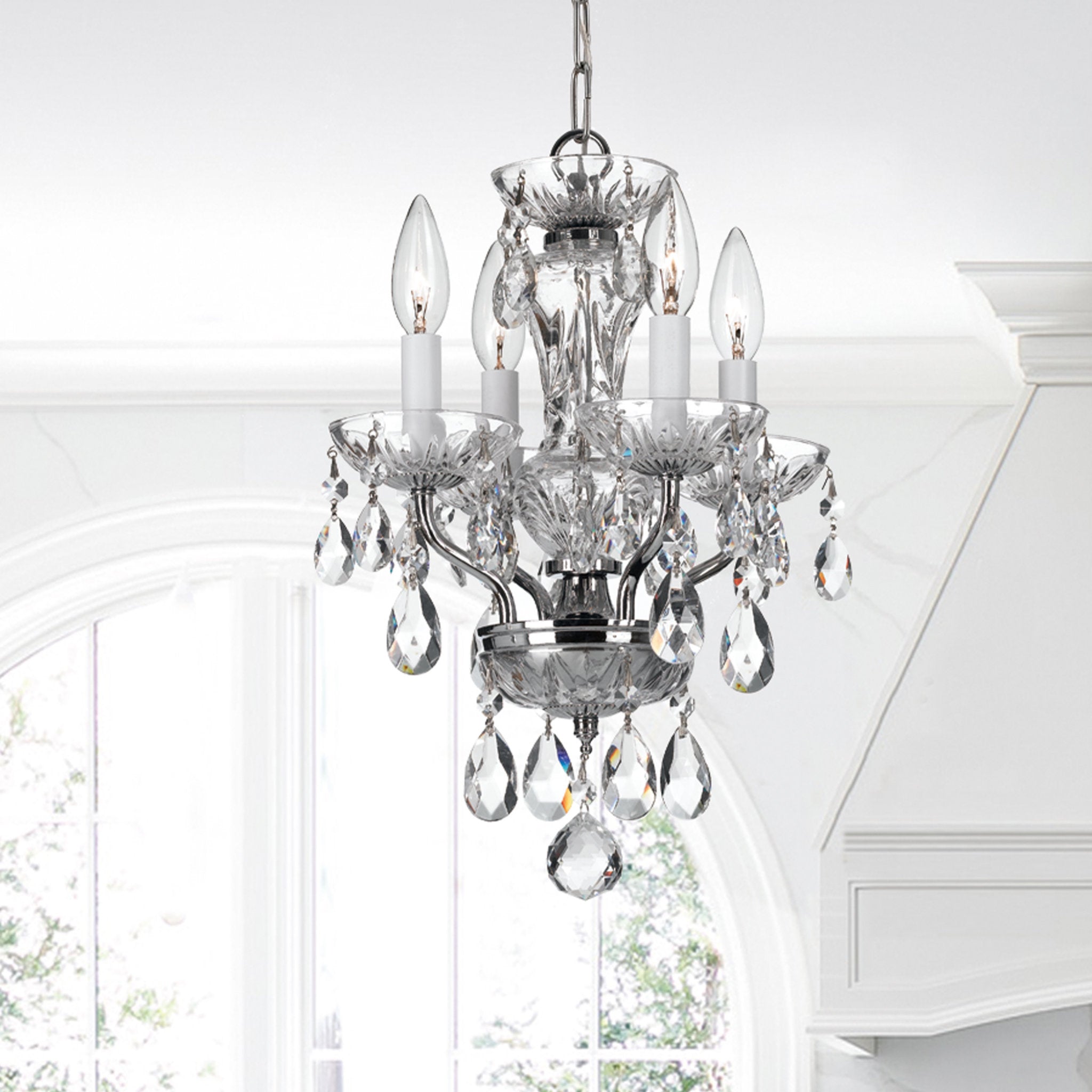Welton 11'' Italian Crystal Polished Chrome Chandelier Silver 11"W x 15"H x 11"D