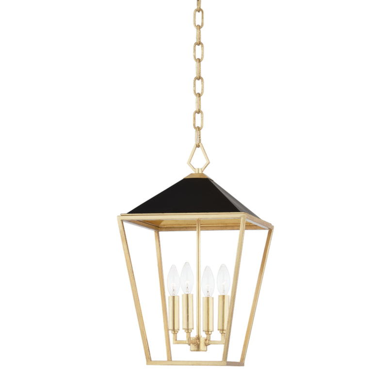 Paxton 4 Light Pendant in Gold Leaf/black