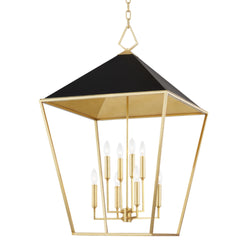 Paxton 8 Light Pendant in Gold Leaf/black