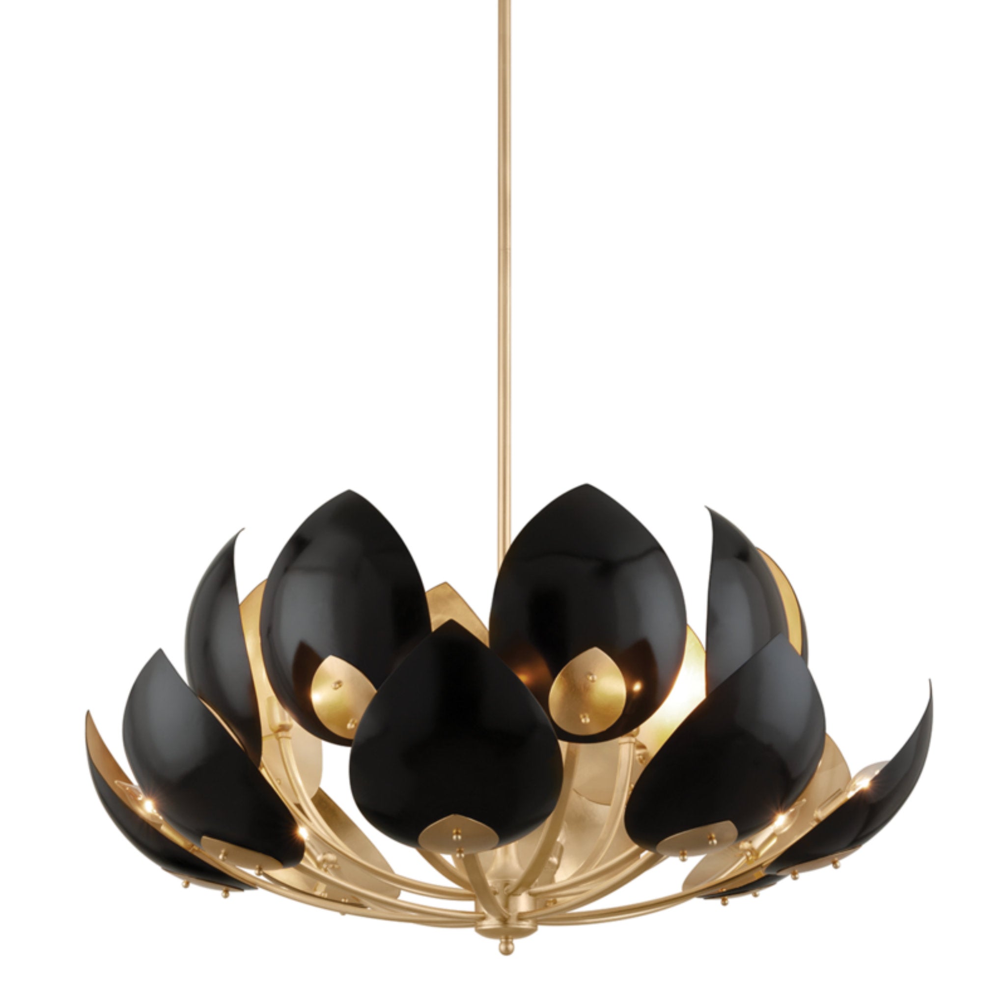 Lotus 16 Light Chandelier in Gold Leaf/black
