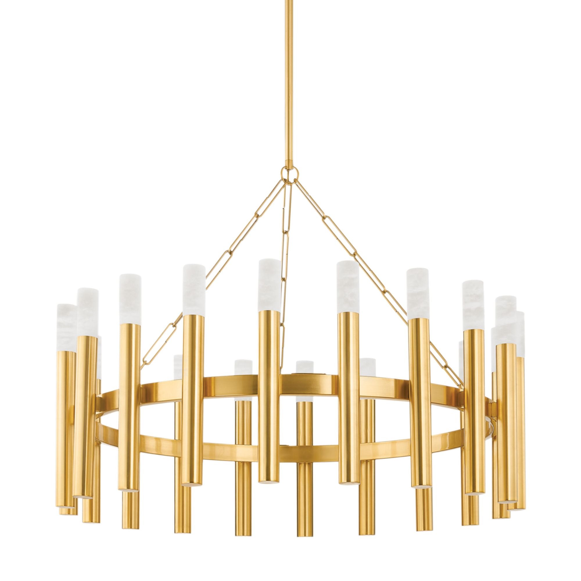 Pali 20-Light Chandelier in Aged Brass 42.25W x 29.25H