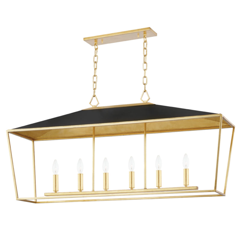 Paxton 6 Light Linear in Gold Leaf/black