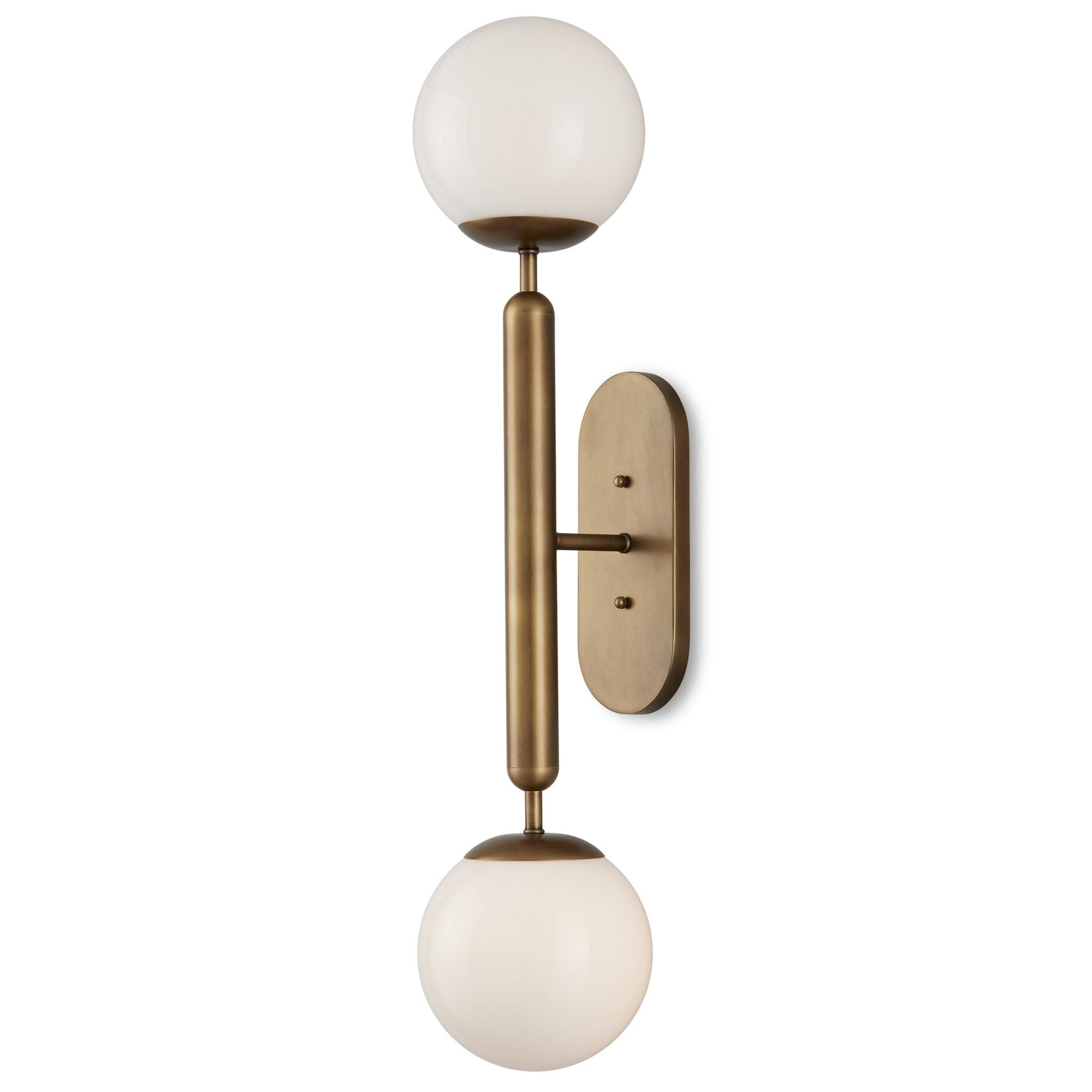 Barbican Double-Light Brass Wall Sconce - Antique Brass/White