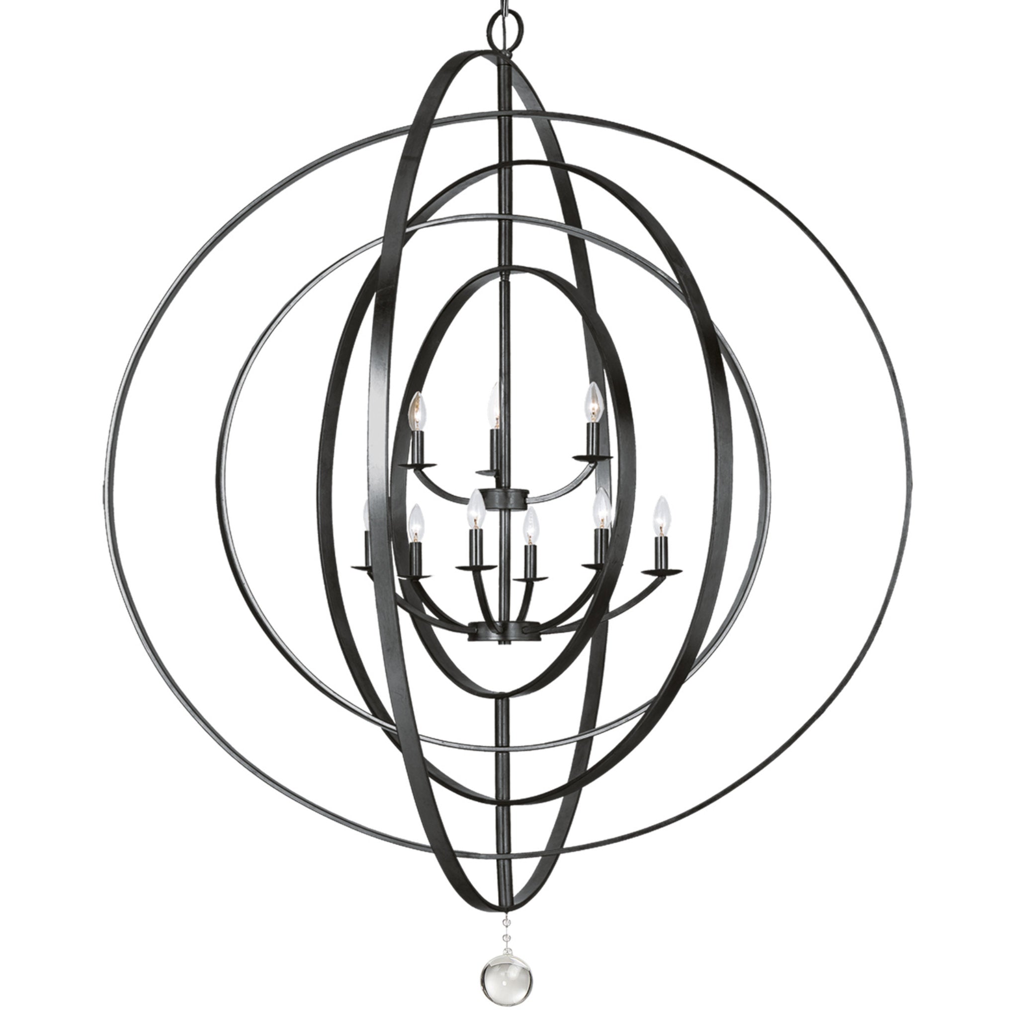 Luna 48'' Matte Black Chandelier Black 48"W x 58.5"H x 48"D