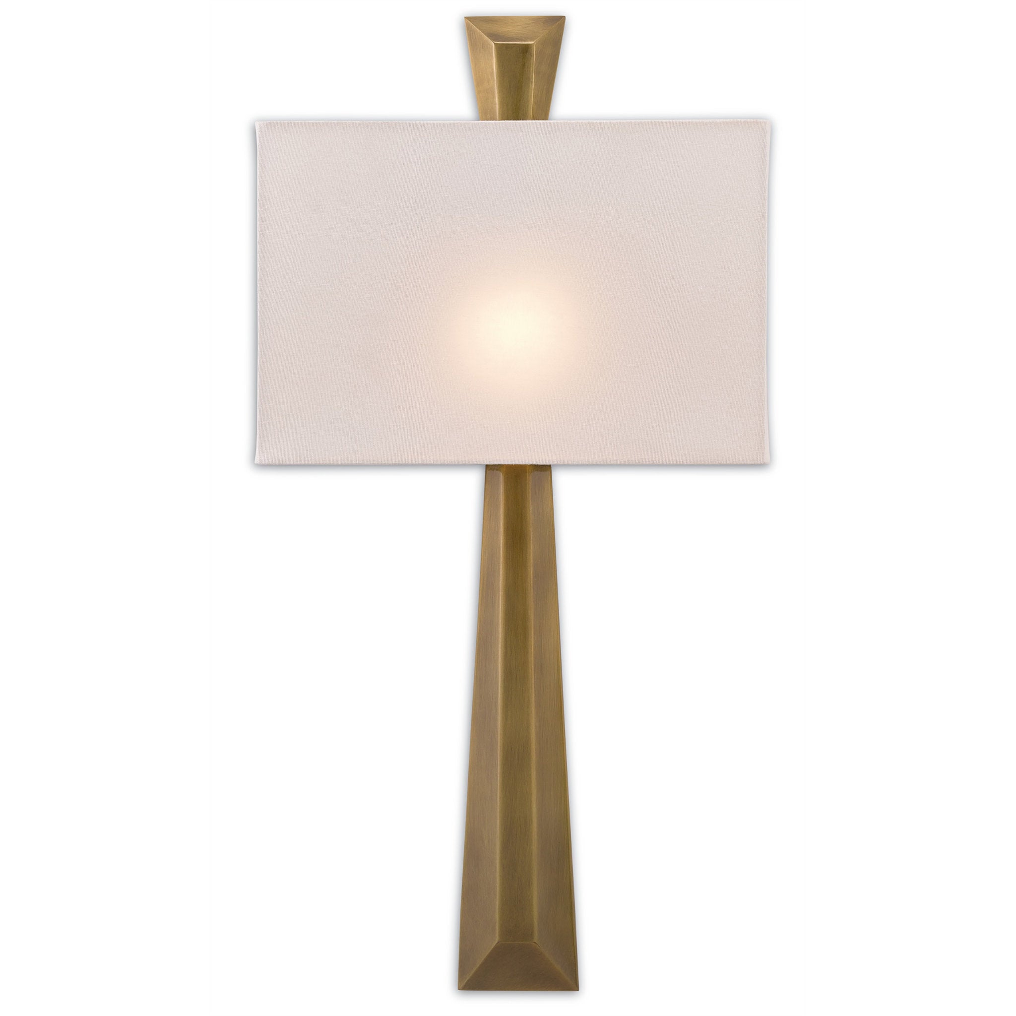 Arno Brass Wall Sconce, White Shade - Polished Antique Brass