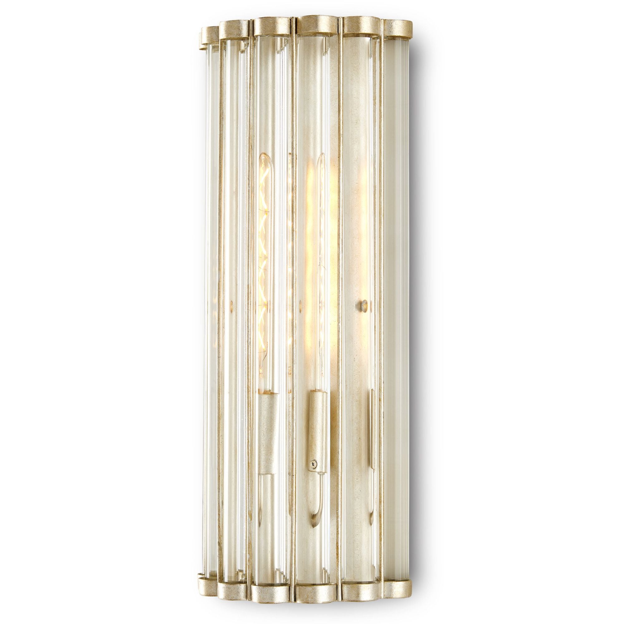 Warwick Tall Wall Sconce - Contemporary Silver Leaf/Clear