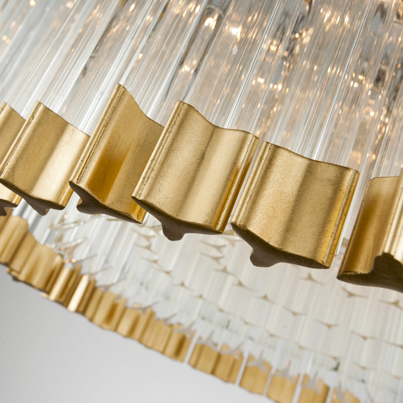 Charisma 8 Light Chandelier in Gold Leaf W Polished Stainless