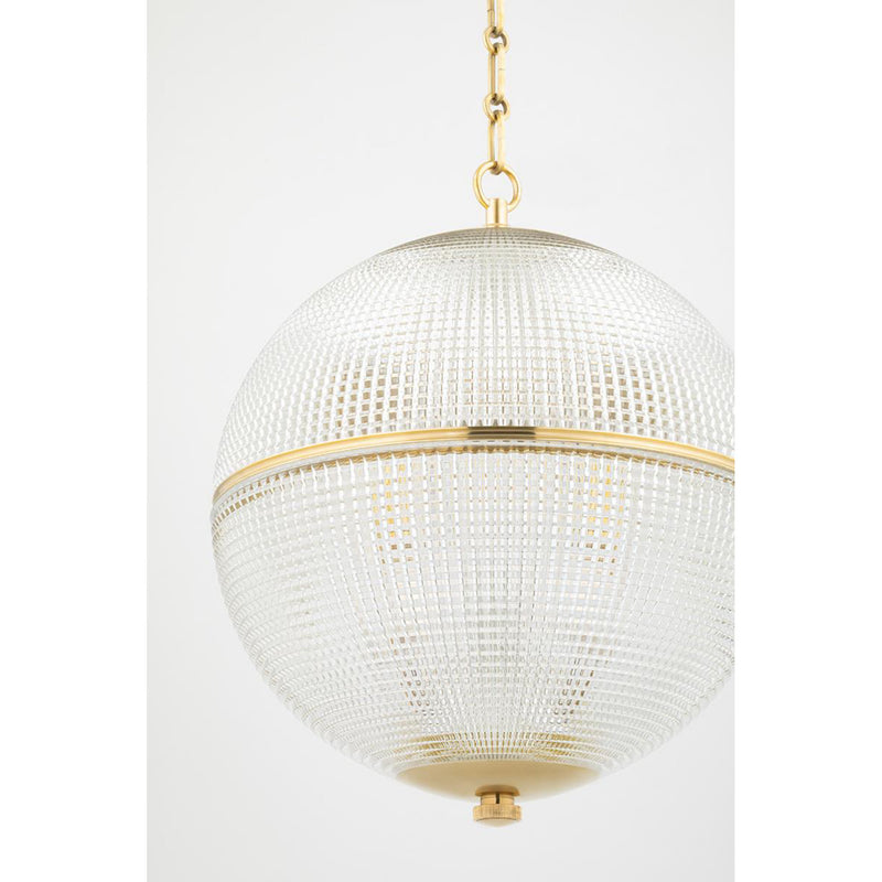 Sphere No. 3 1 Light Pendant in Aged Brass by Mark D. Sikes