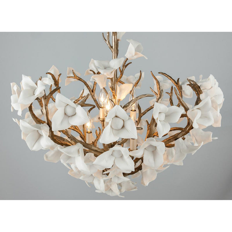 Lily 6 Light Chandelier in Enchanted Silver Leaf
