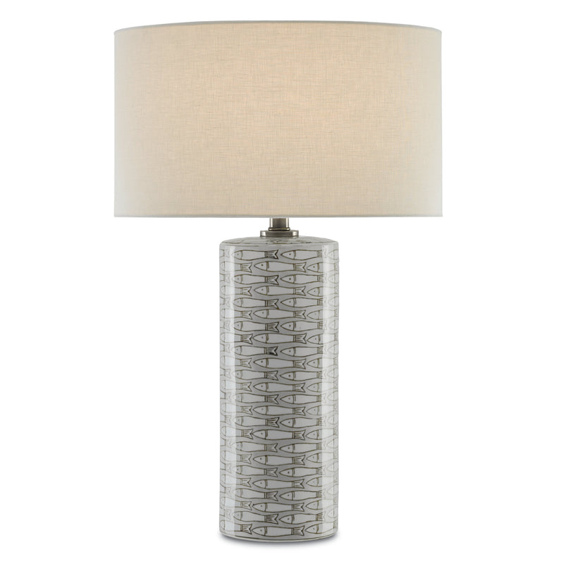 Fisch Large Table Lamp - Gray/White/Antique Nickel