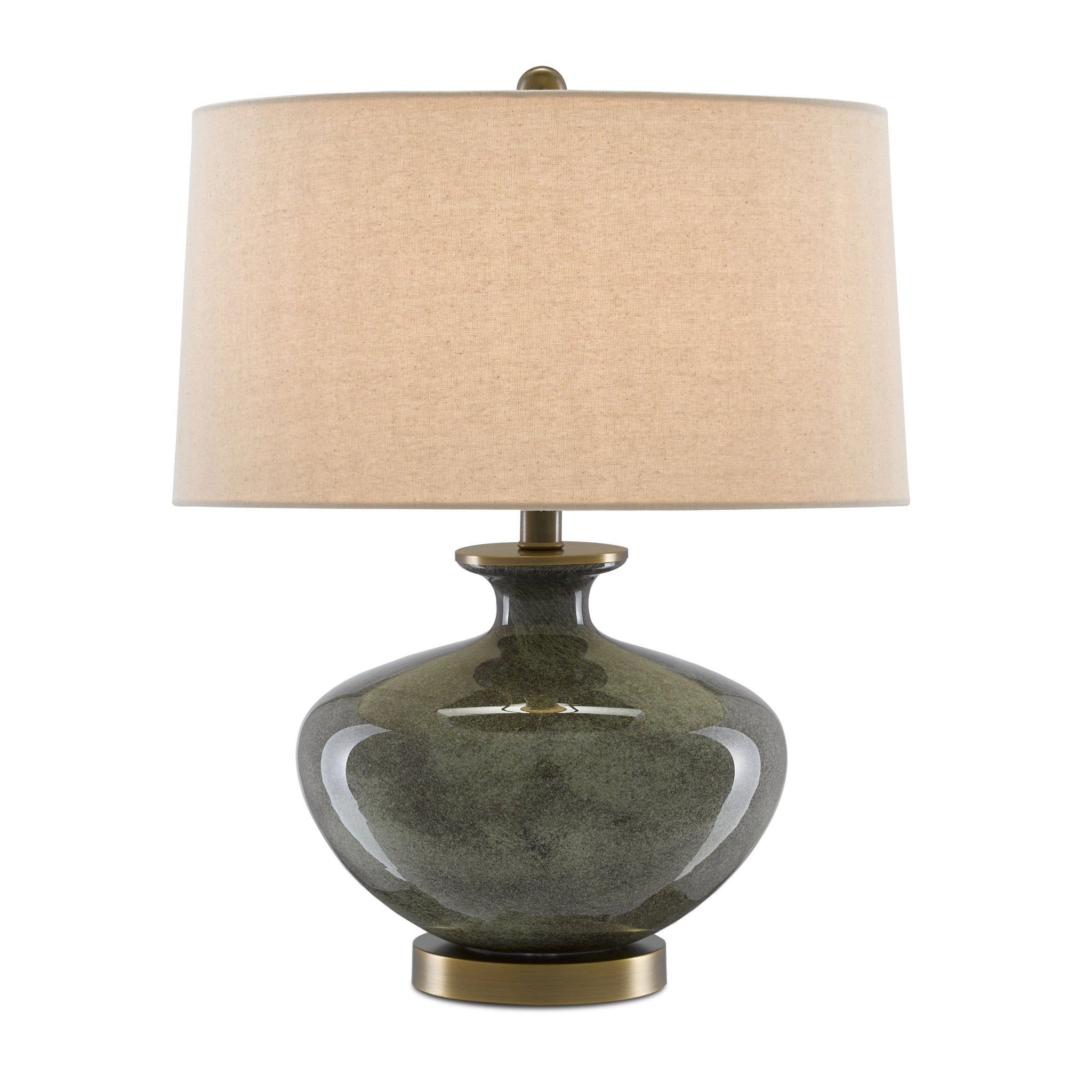 Greenlea Gray Table Lamp - Dark Gray/Moss Green/Antique Brass